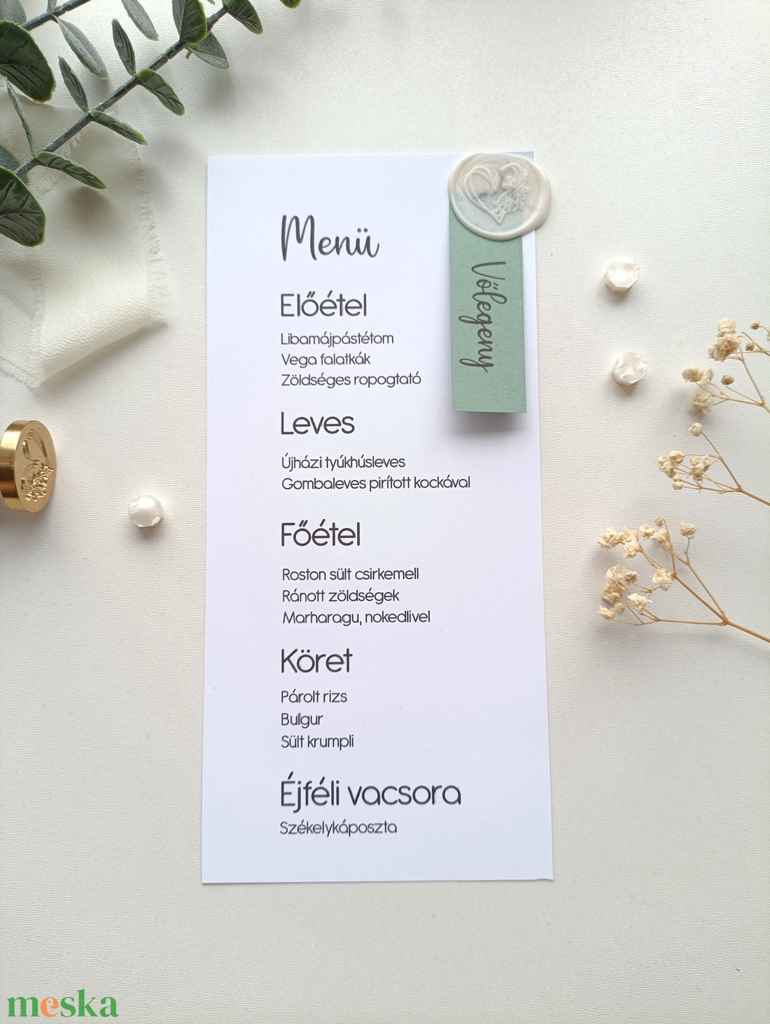 Esküvői menü és ültető kártya viaszpecséttel - esküvő - meghívó & kártya - menü - Meska.hu