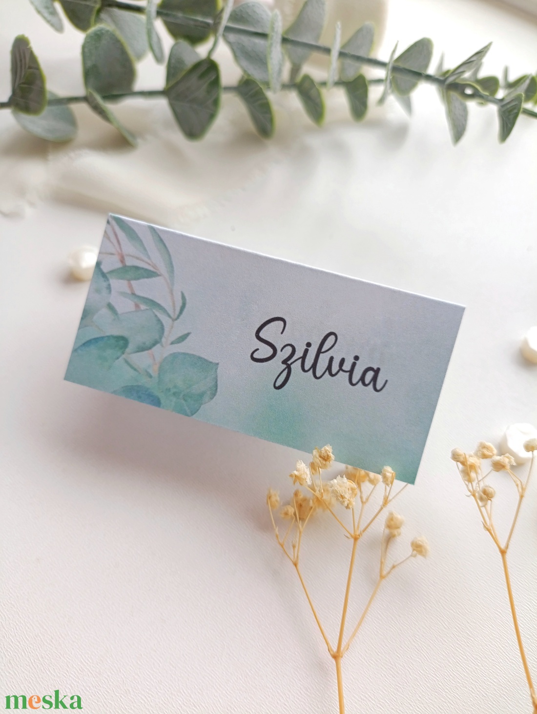 Esküvői ültető kártya eucaliptus - esküvő - meghívó & kártya - ültetési rend - Meska.hu