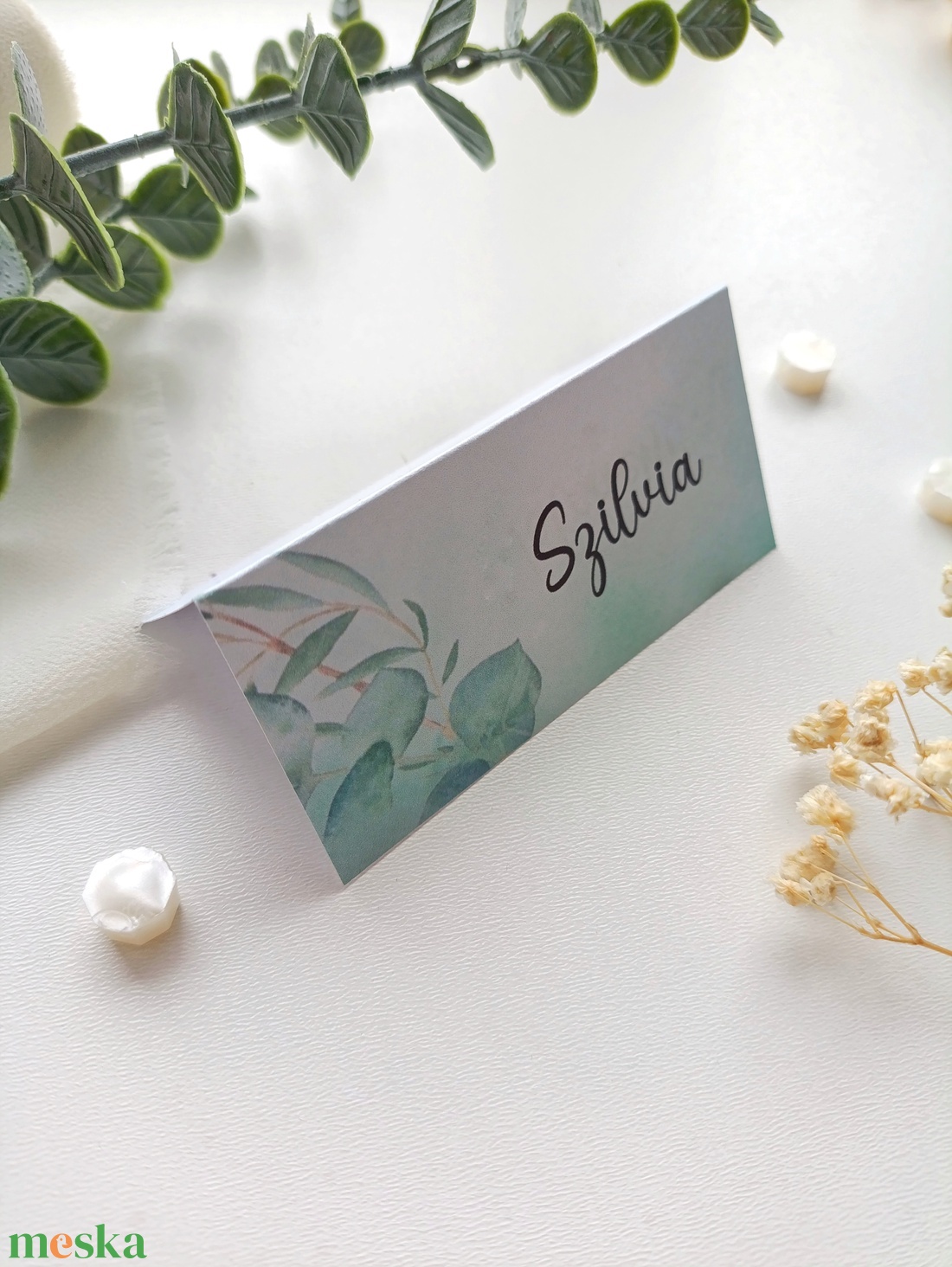 Esküvői ültető kártya eucaliptus - esküvő - meghívó & kártya - ültetési rend - Meska.hu
