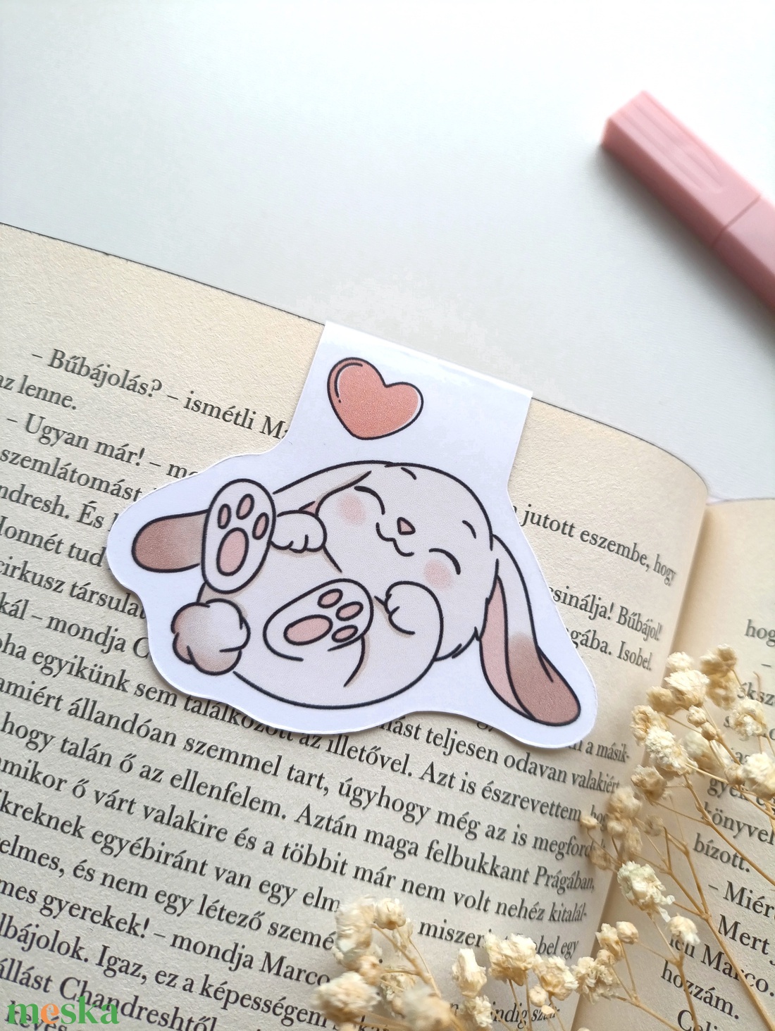 Mágneses könyvjelző - cuki nyuszi - könyv & zene - könyvjelző - Meska.hu
