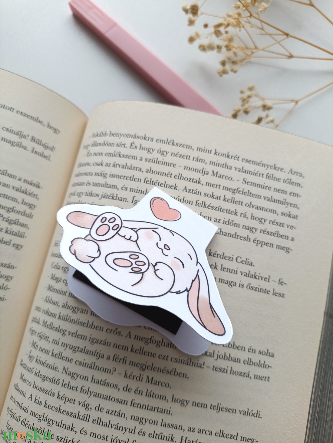 Mágneses könyvjelző - cuki nyuszi - könyv & zene - könyvjelző - Meska.hu