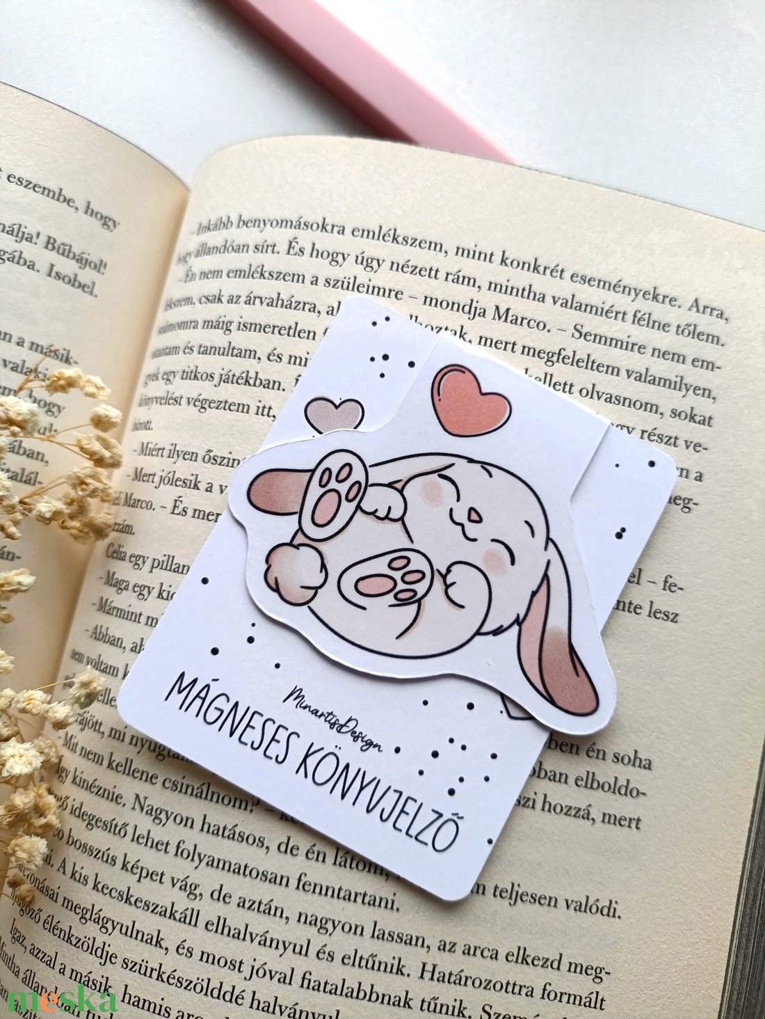 Mágneses könyvjelző - cuki nyuszi - könyv & zene - könyvjelző - Meska.hu