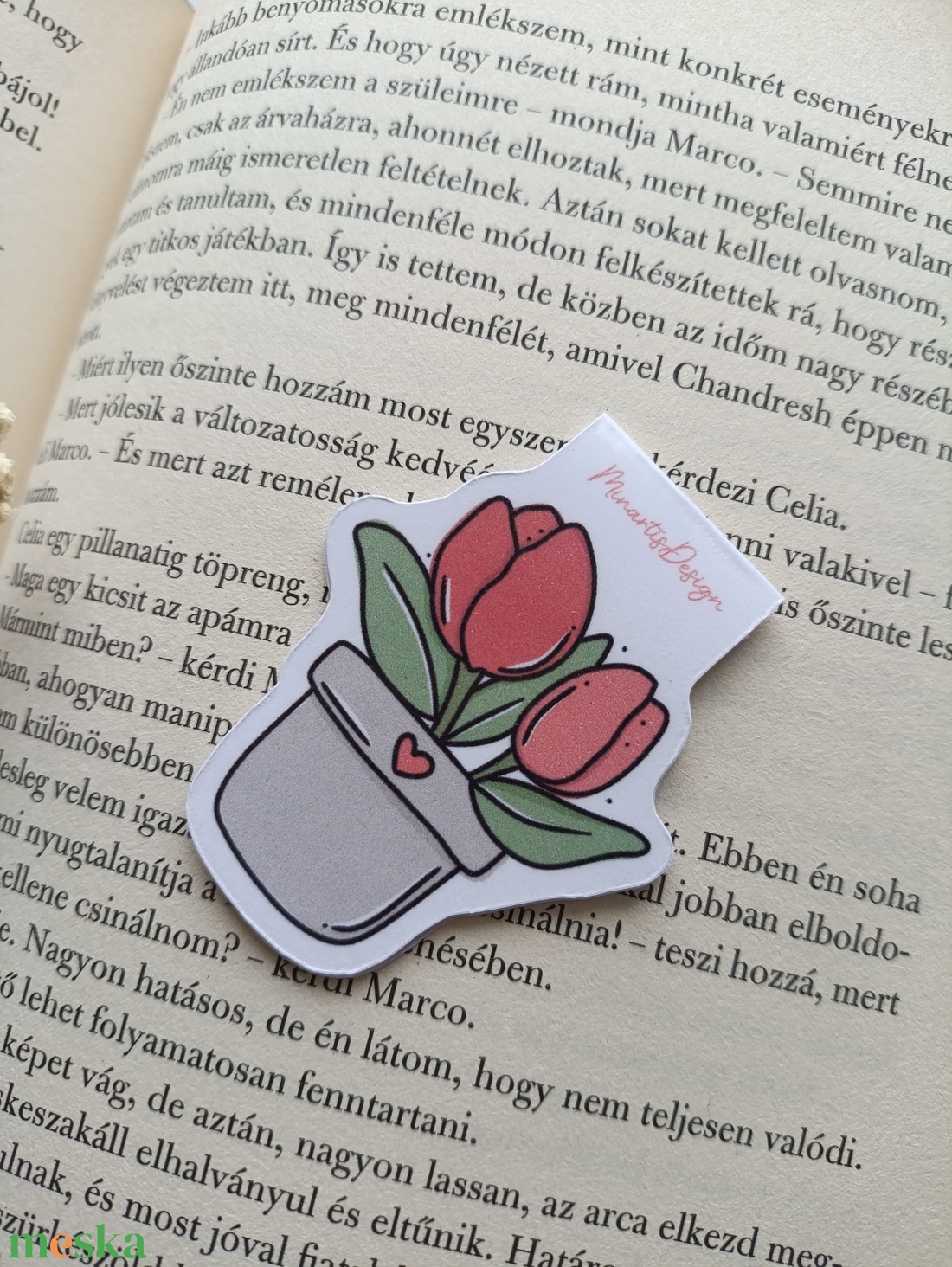 Mágneses könyvjelző - tulipán virág - könyv & zene - könyvjelző - Meska.hu