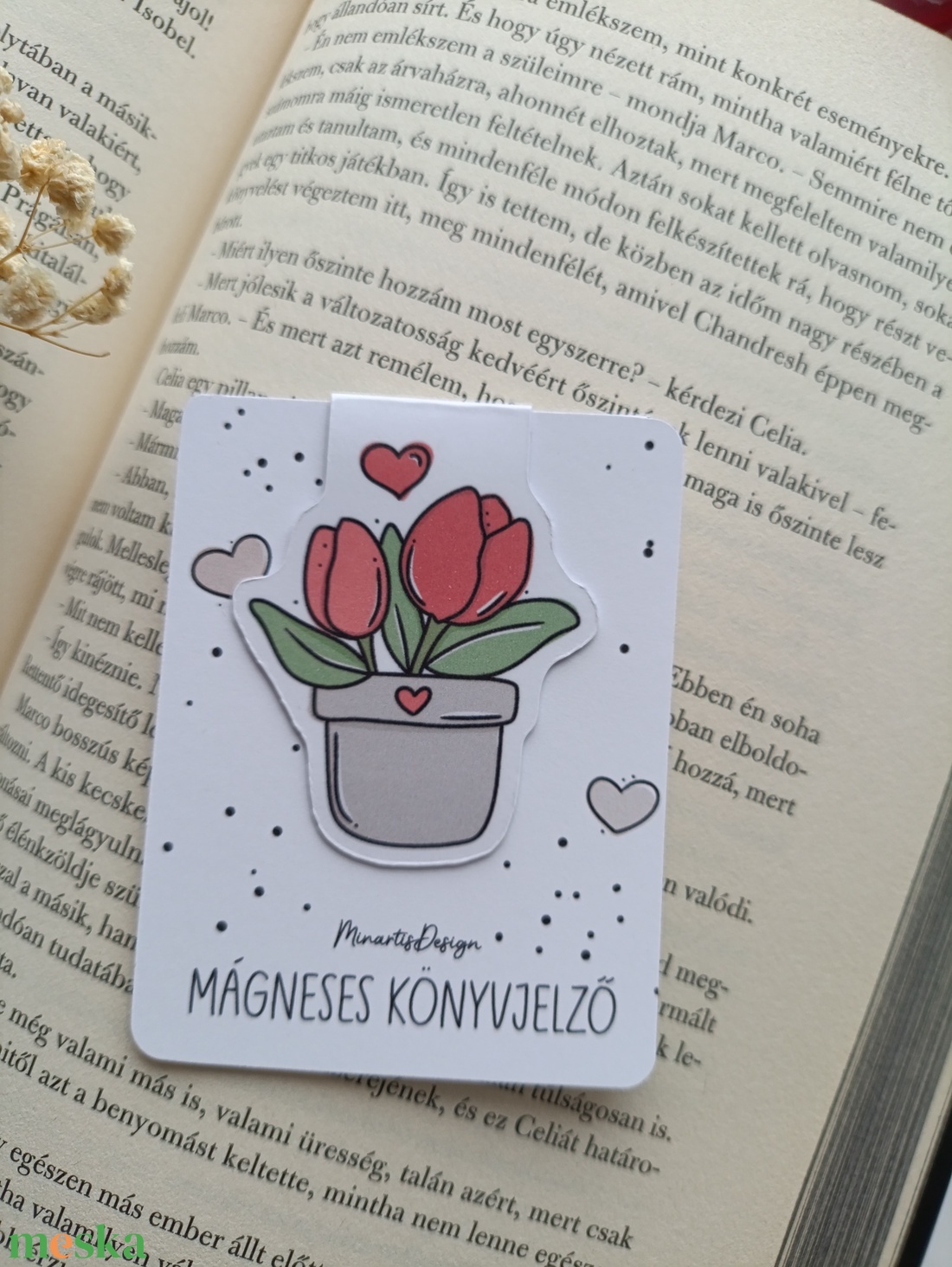 Mágneses könyvjelző - tulipán virág - könyv & zene - könyvjelző - Meska.hu