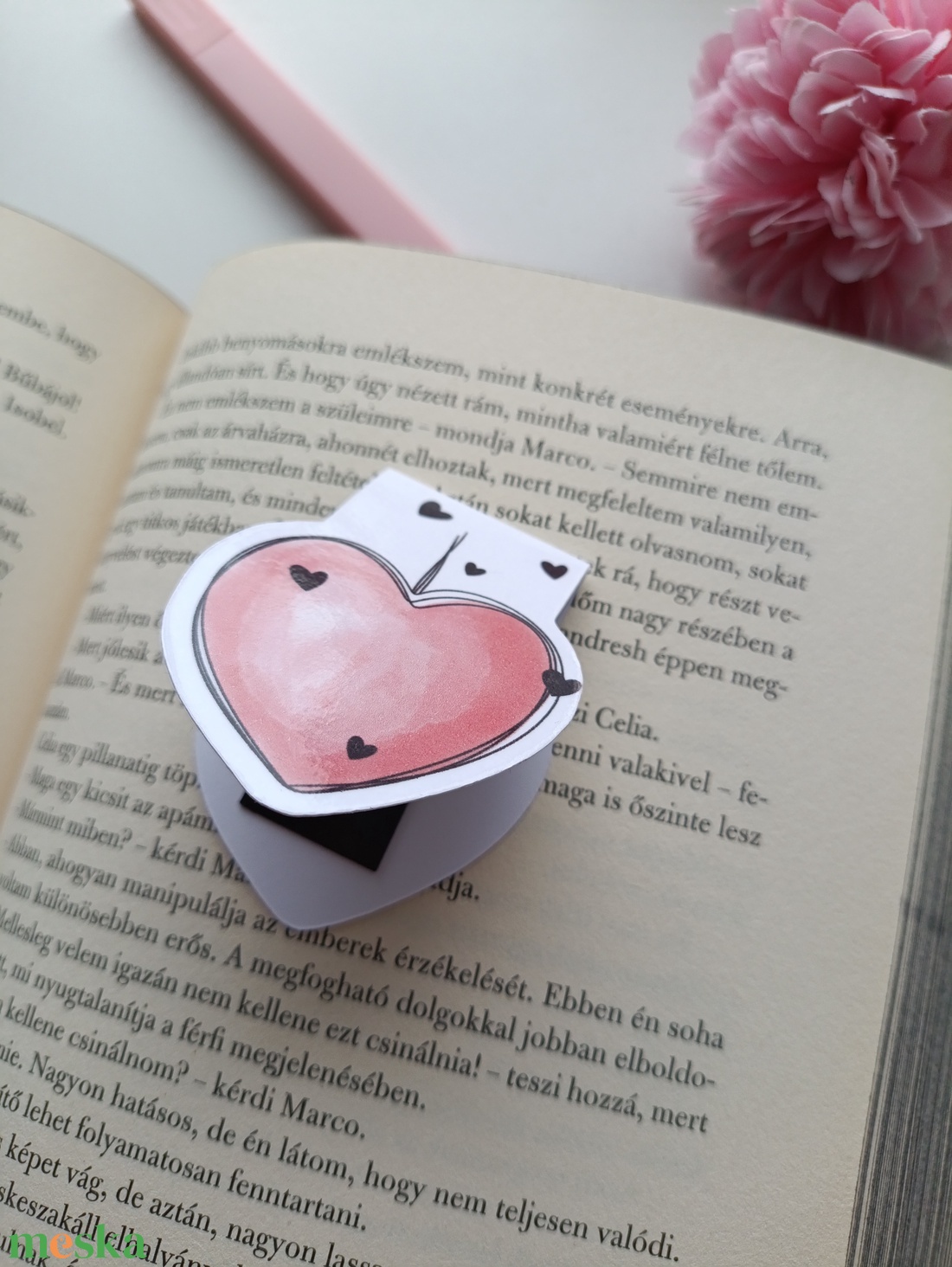 Mágneses könyvjelző - szivecske - könyv & zene - könyvjelző - Meska.hu