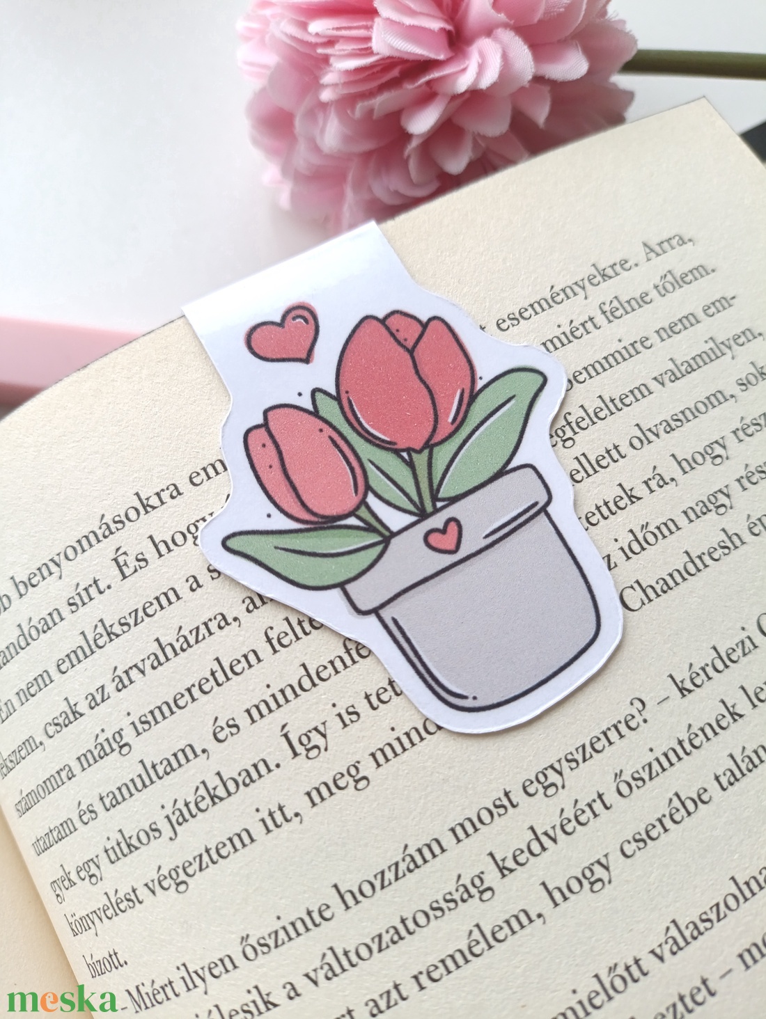 Mágneses könyvjelző - tulipán virág - könyv & zene - könyvjelző - Meska.hu
