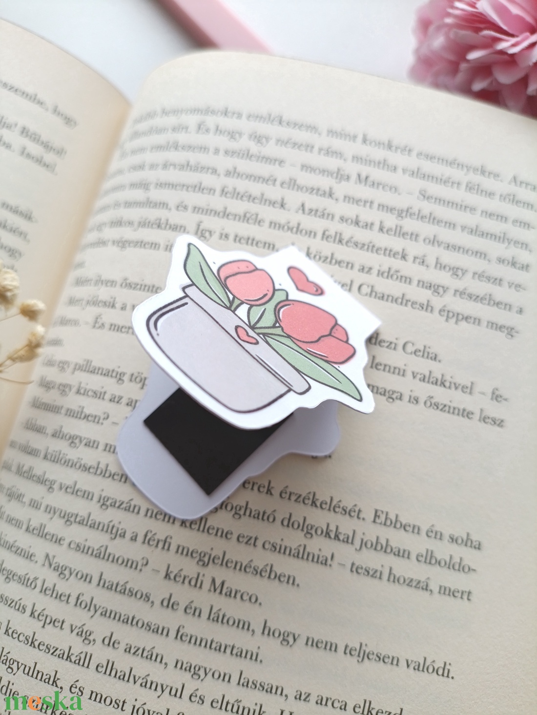 Mágneses könyvjelző - tulipán virág - könyv & zene - könyvjelző - Meska.hu
