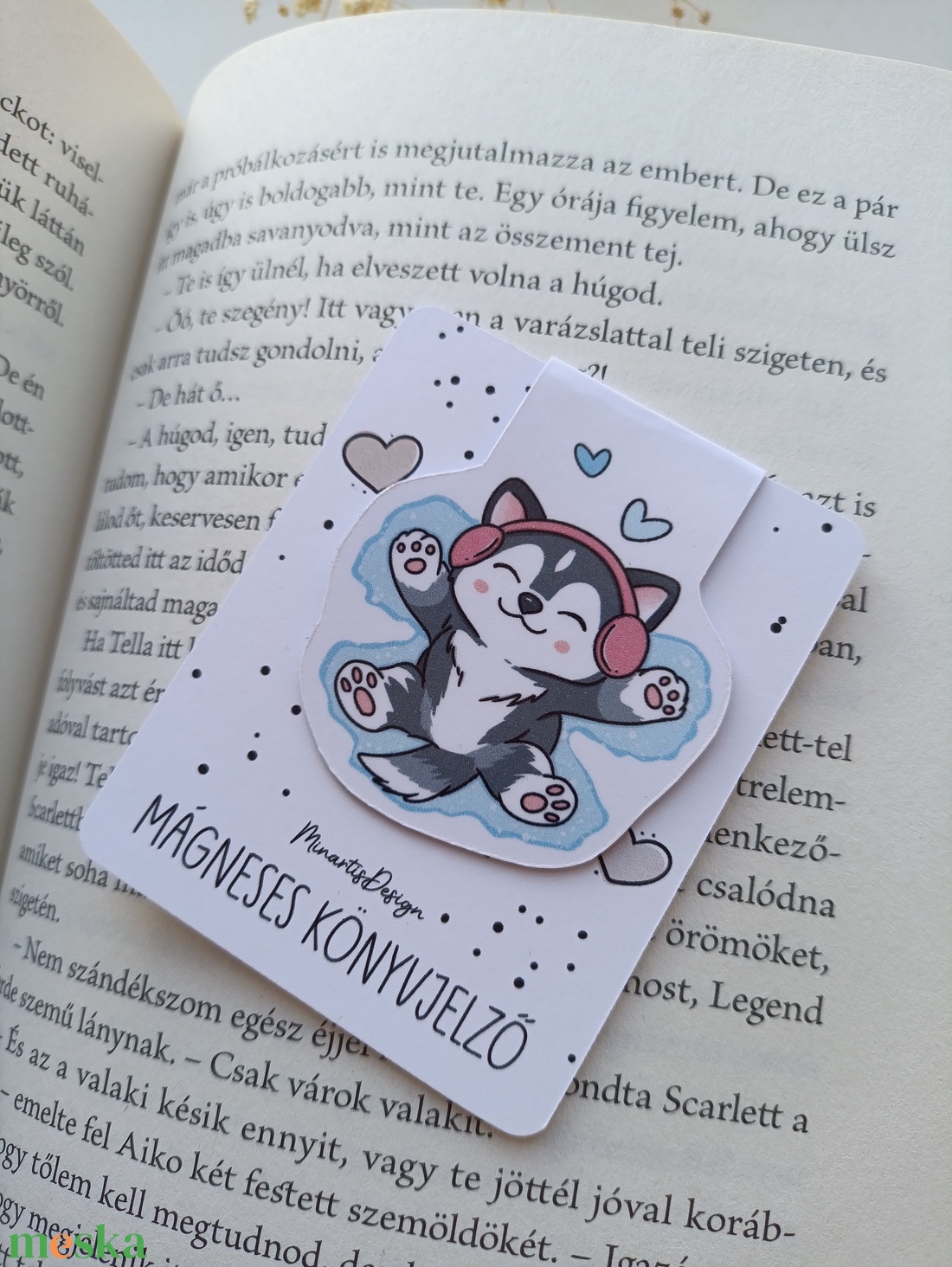 mágneses könyvjelző - cuki husky kutya - könyv & zene - könyvjelző - Meska.hu
