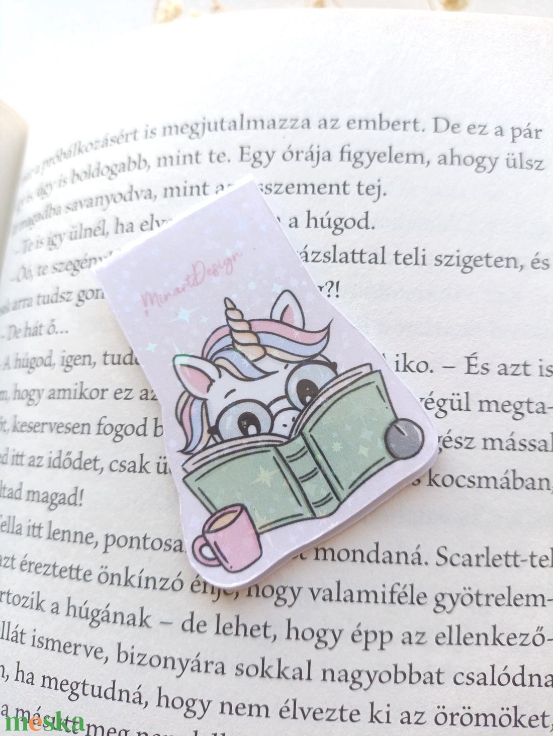 mágneses könyvjelző - unikornis - reading is magical - könyv & zene - könyvjelző - Meska.hu