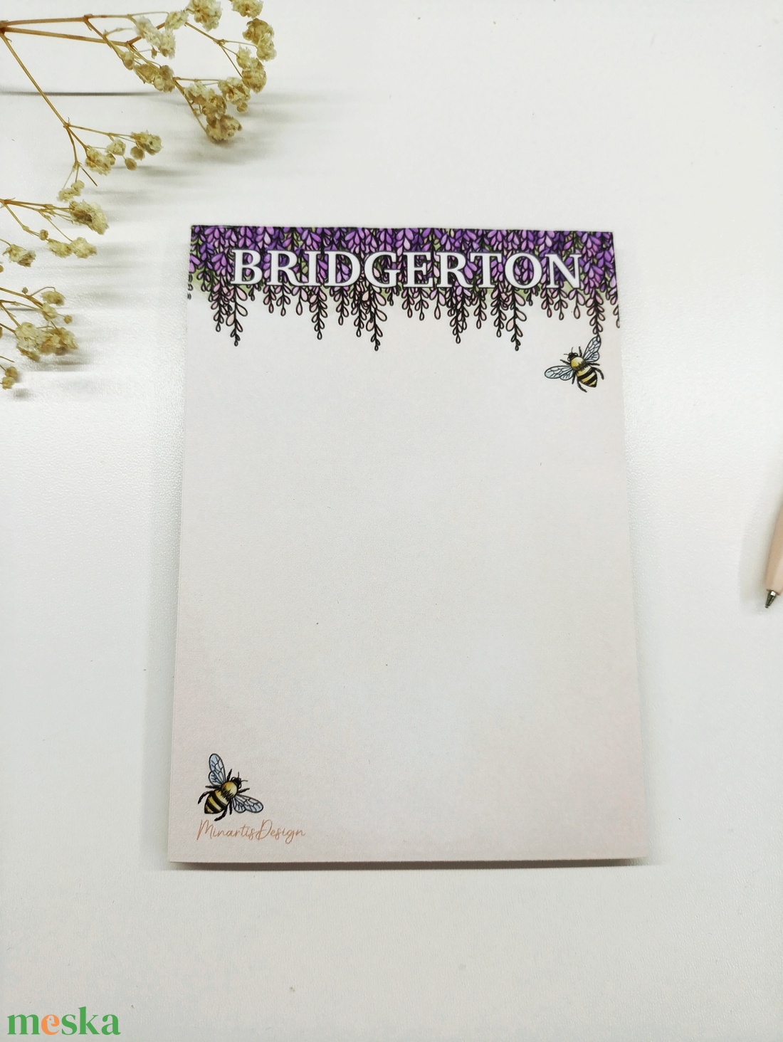 A6-os  jegyzettömb - bridgerton méhecskés - otthon & életmód - papír, írószer - jegyzetfüzet & napló - Meska.hu