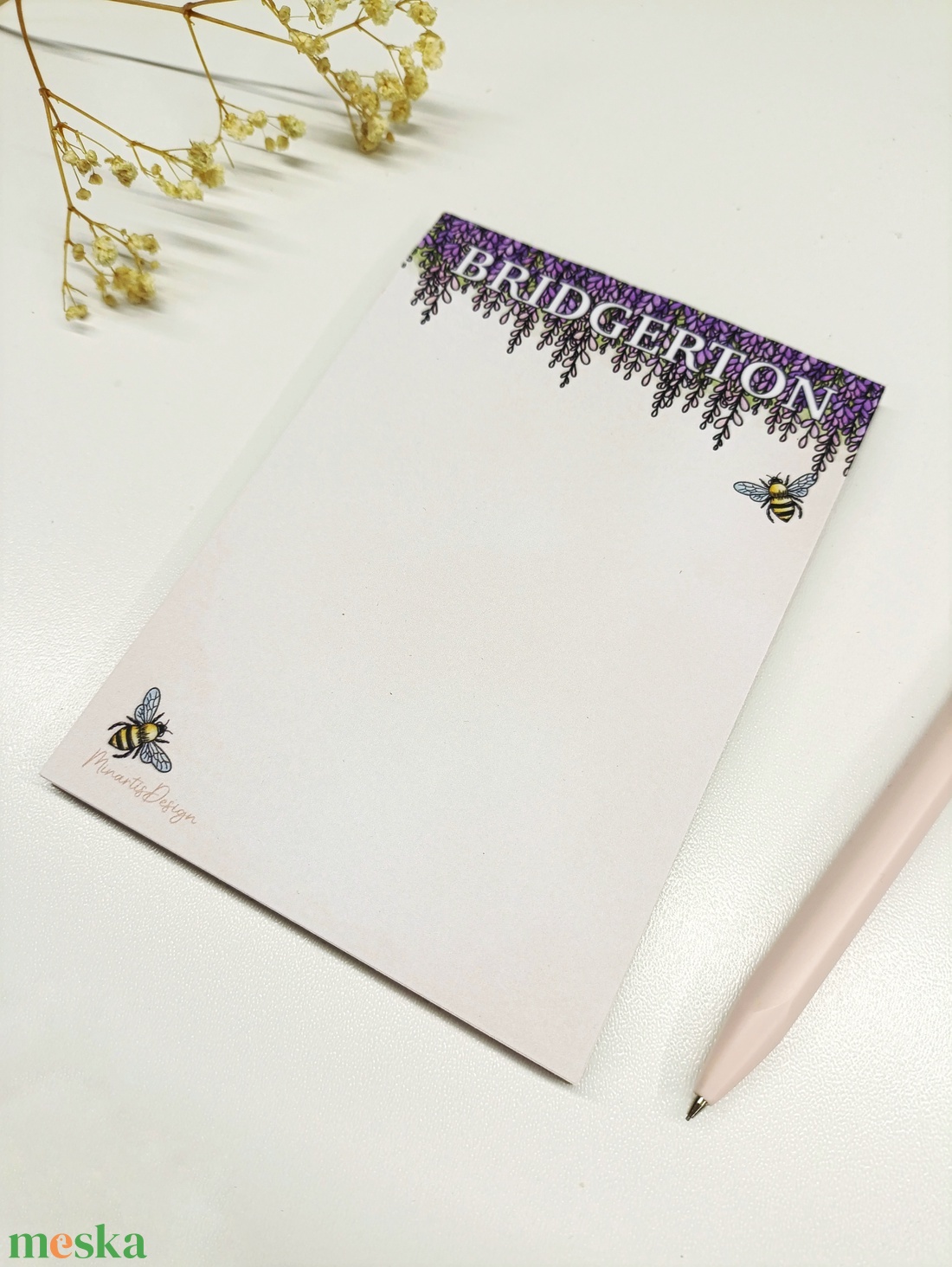 A6-os  jegyzettömb - bridgerton méhecskés - otthon & életmód - papír, írószer - jegyzetfüzet & napló - Meska.hu