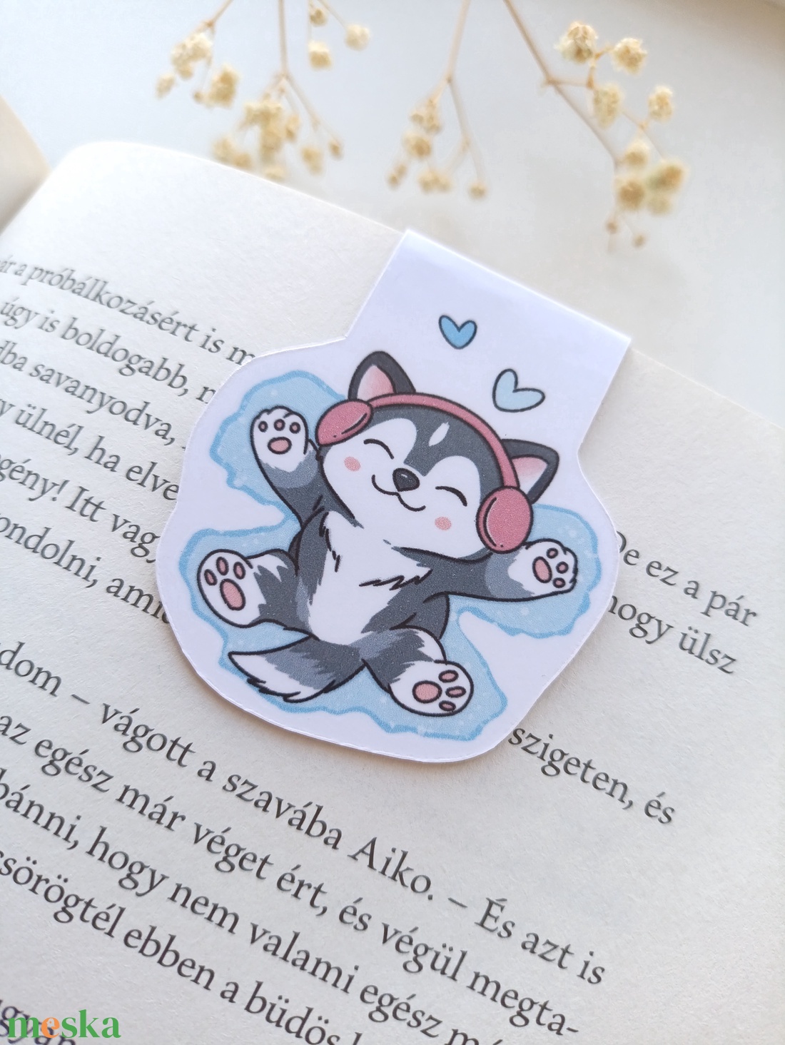 mágneses könyvjelző - cuki husky kutya - könyv & zene - könyvjelző - Meska.hu