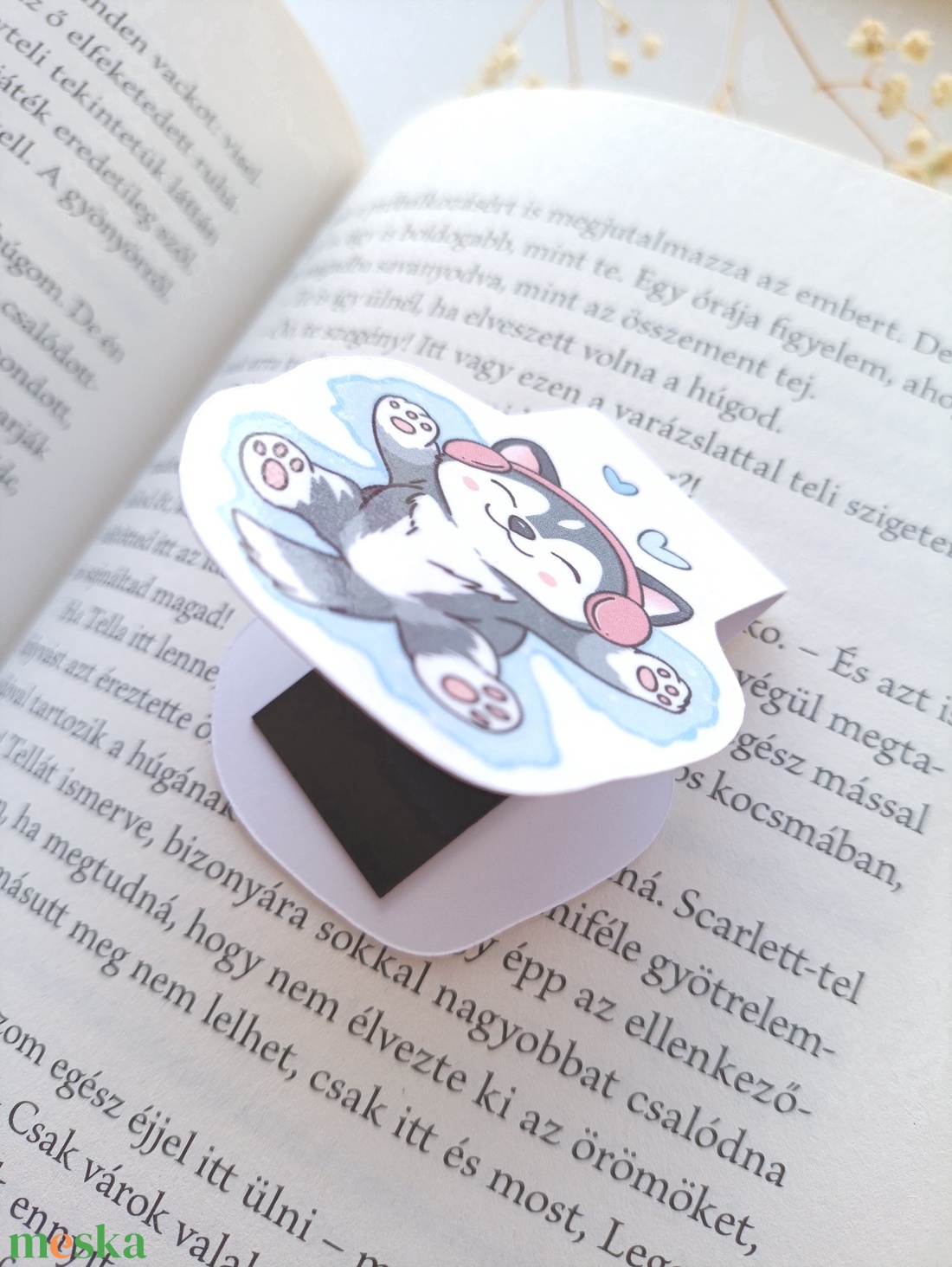 mágneses könyvjelző - cuki husky kutya - könyv & zene - könyvjelző - Meska.hu