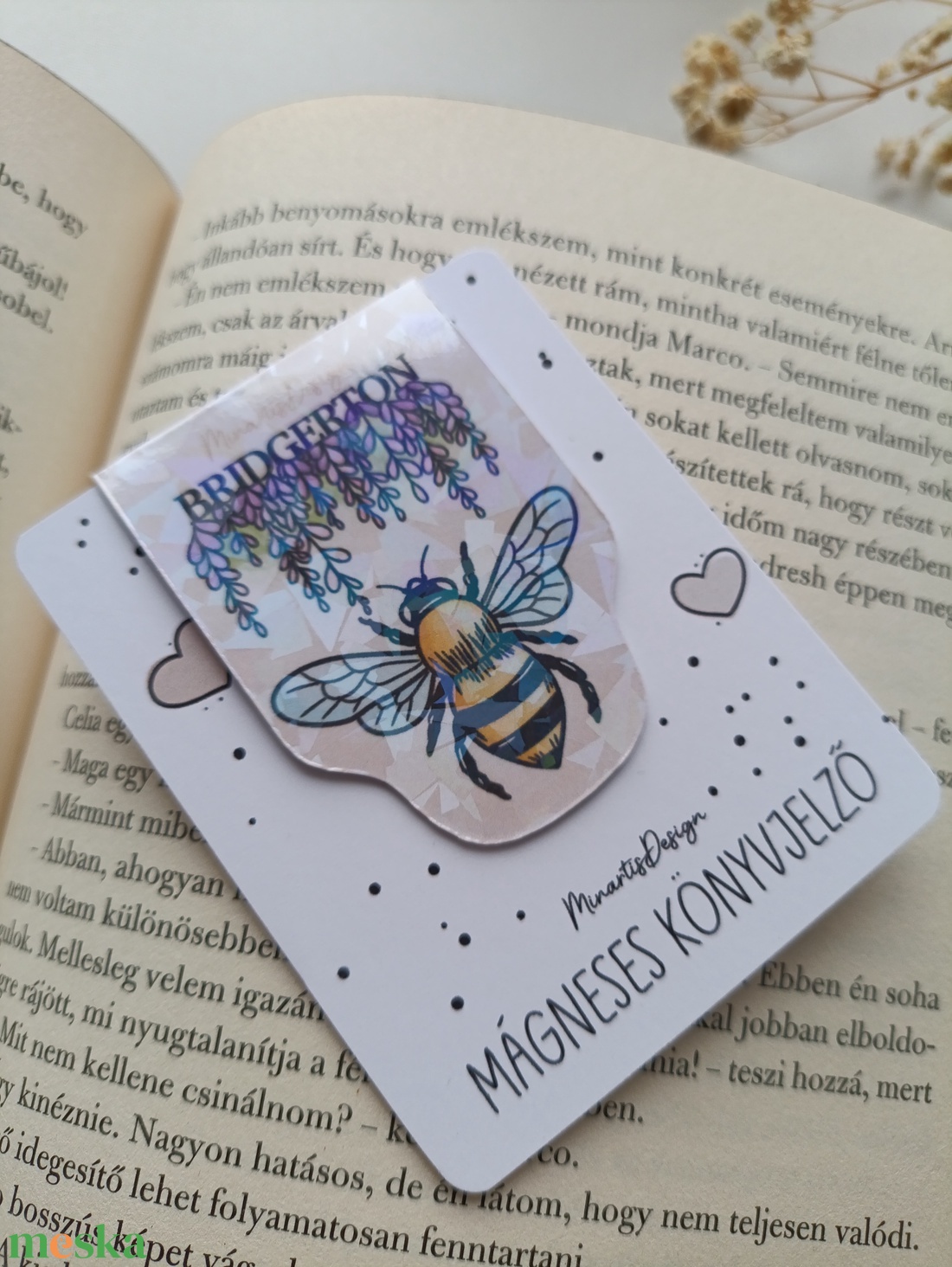 Bridgerton mágneses könyvjelző - méhecske - könyv & zene - könyvjelző - Meska.hu