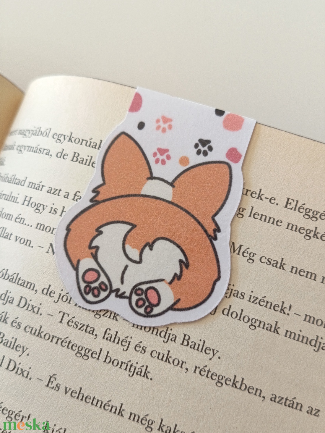 mágneses könyvjelző - corgi popó - könyv & zene - könyvjelző - Meska.hu
