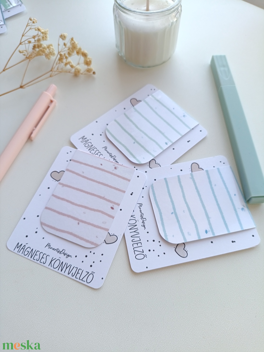 Mágneses könyvjelző - minimál csíkos - könyv & zene - könyvjelző - Meska.hu