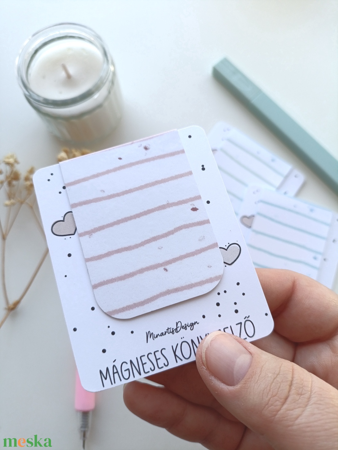 Mágneses könyvjelző - minimál csíkos - könyv & zene - könyvjelző - Meska.hu