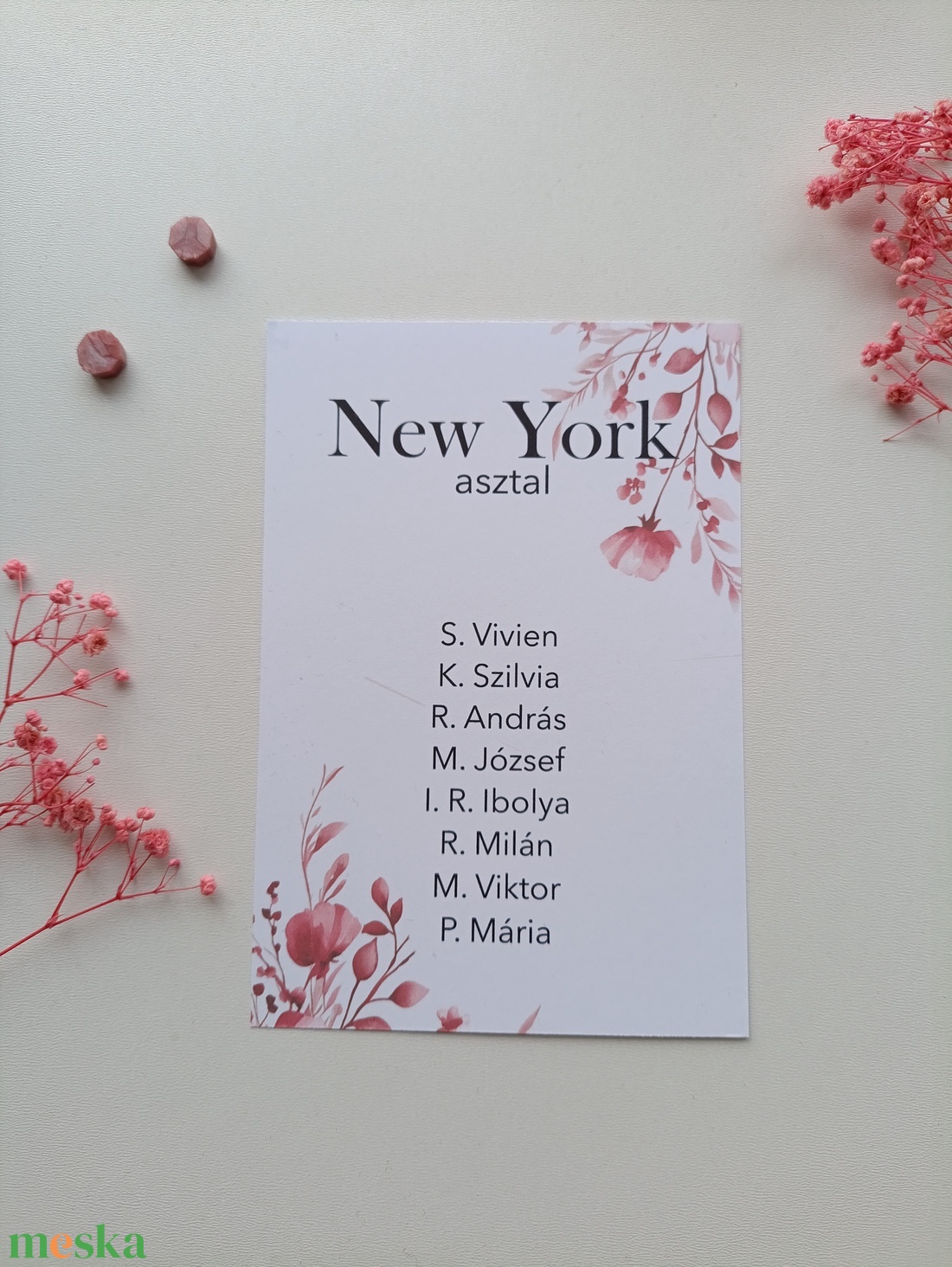 Esküvői ülés rend púderes rózsaszín virágos - esküvő - meghívó & kártya - ültetési rend - Meska.hu