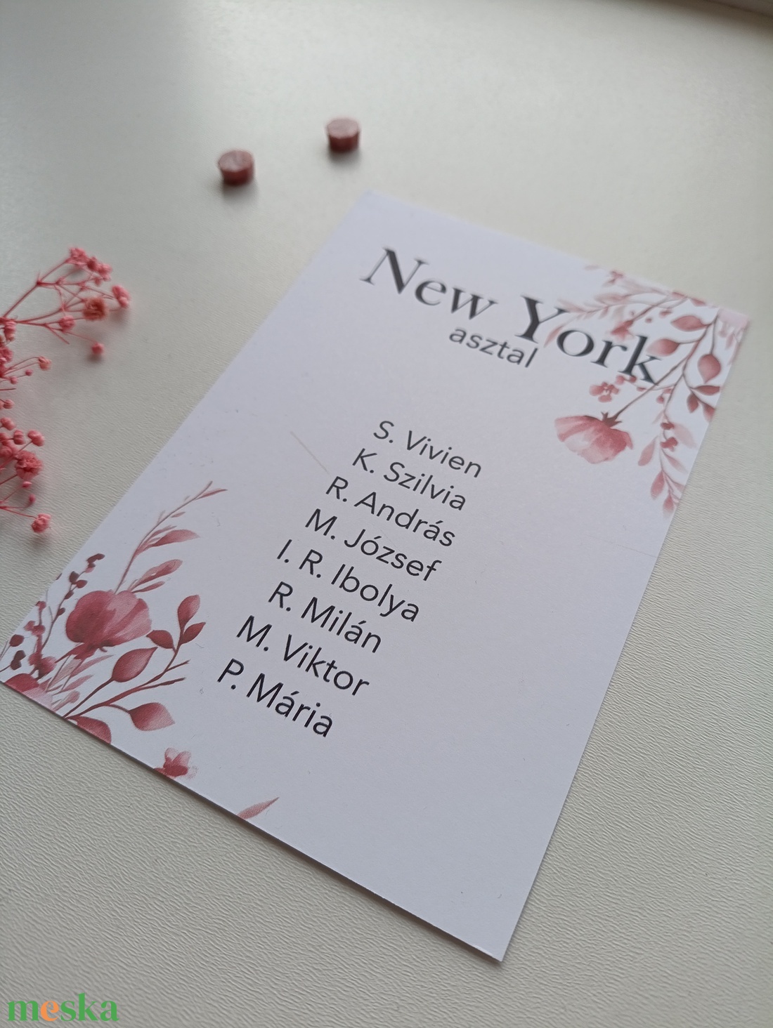 Esküvői ülés rend púderes rózsaszín virágos - esküvő - meghívó & kártya - ültetési rend - Meska.hu