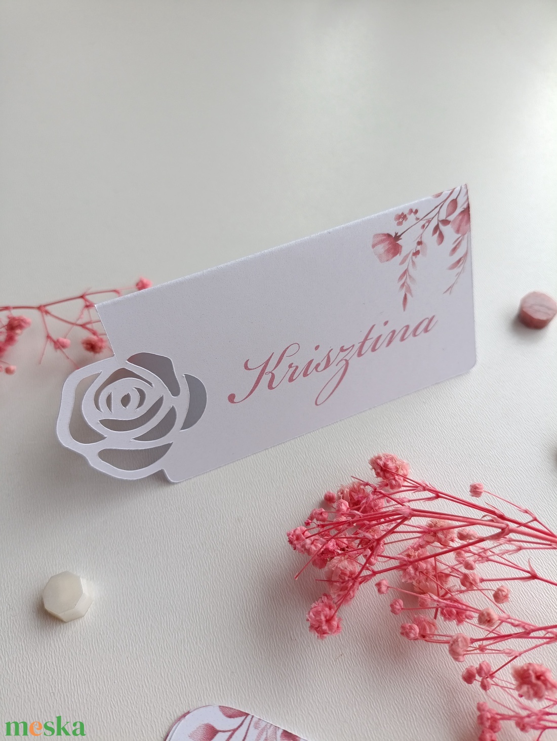 Esküvői ültetőkártya rózsa minta vágott  - esküvő - meghívó & kártya - ültetési rend - Meska.hu
