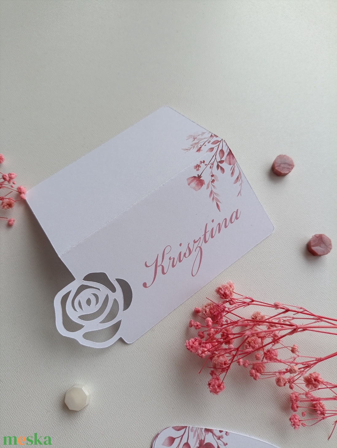 Esküvői ültetőkártya rózsa minta vágott  - esküvő - meghívó & kártya - ültetési rend - Meska.hu
