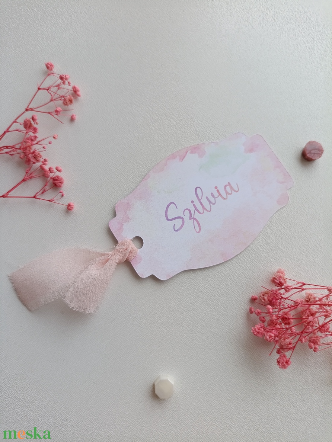 Esküvői ültetőkártya vintage forma vágott akvarell - esküvő - meghívó & kártya - ültetési rend - Meska.hu