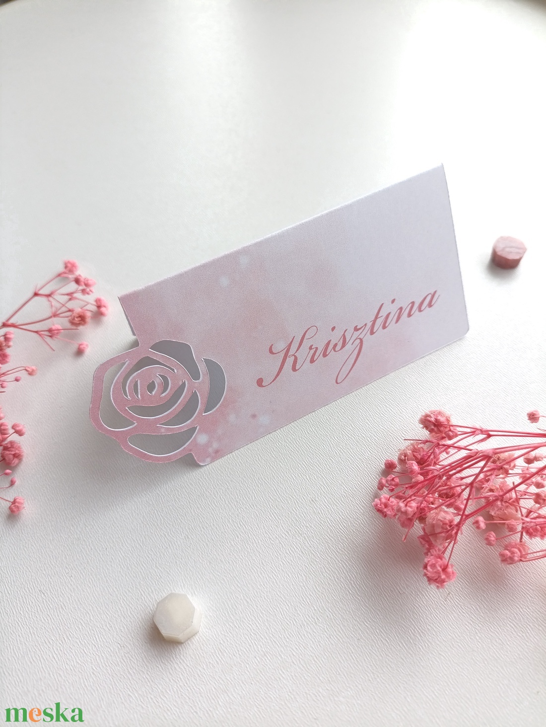Esküvői ültetőkártya rózsa minta vágott akvarell - esküvő - meghívó & kártya - ültetési rend - Meska.hu