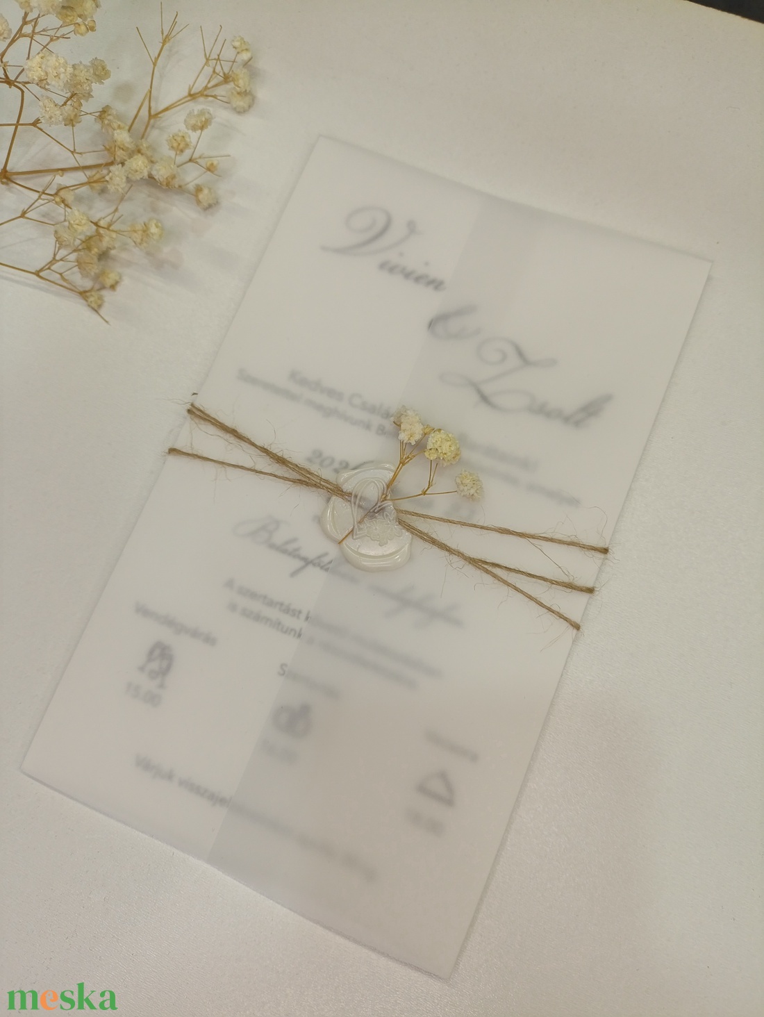 Esküvői meghívó szalaggal - esküvő - meghívó & kártya - meghívó - Meska.hu