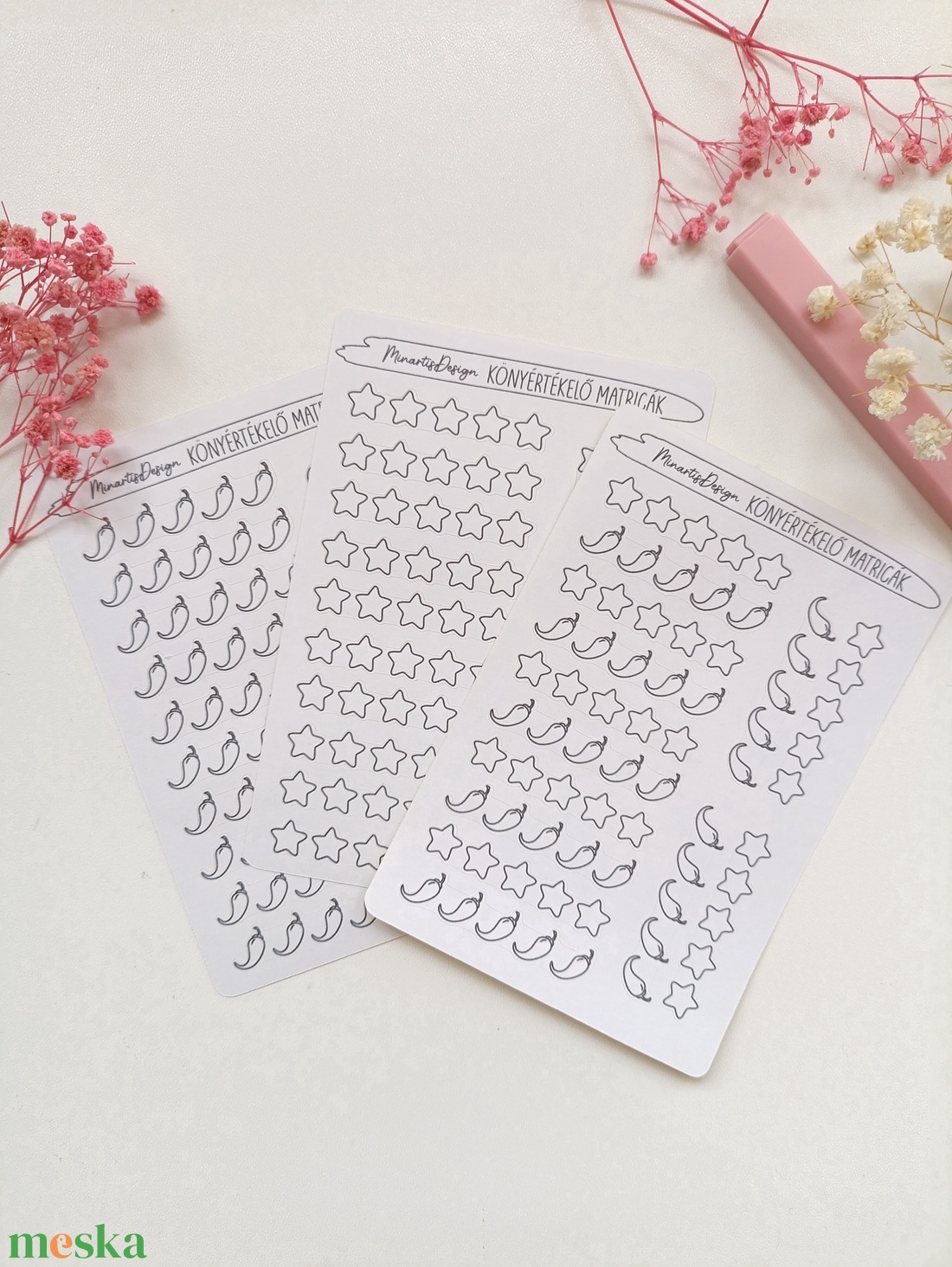Matricaív - könyvértékelő, csillagok és spicy  - otthon & életmód - papír, írószer - matrica, matrica csomag - Meska.hu