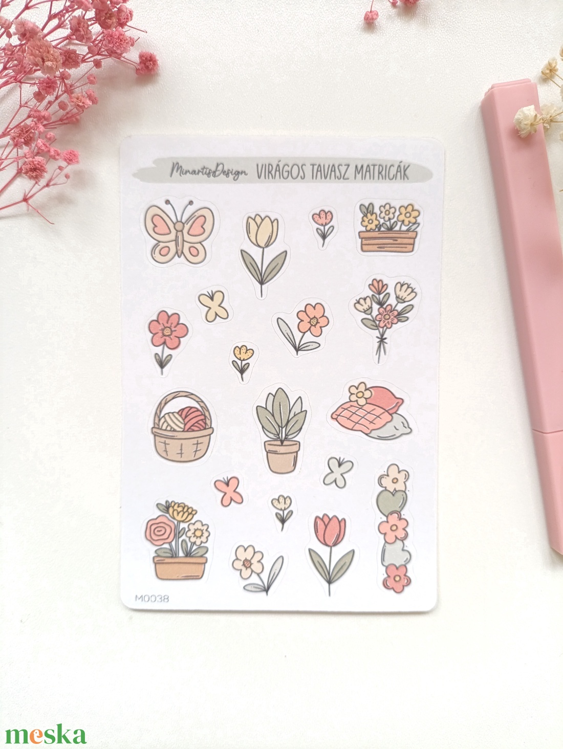 Matricaív - tavaszi virágok matrica - otthon & életmód - papír, írószer - matrica, matrica csomag - Meska.hu