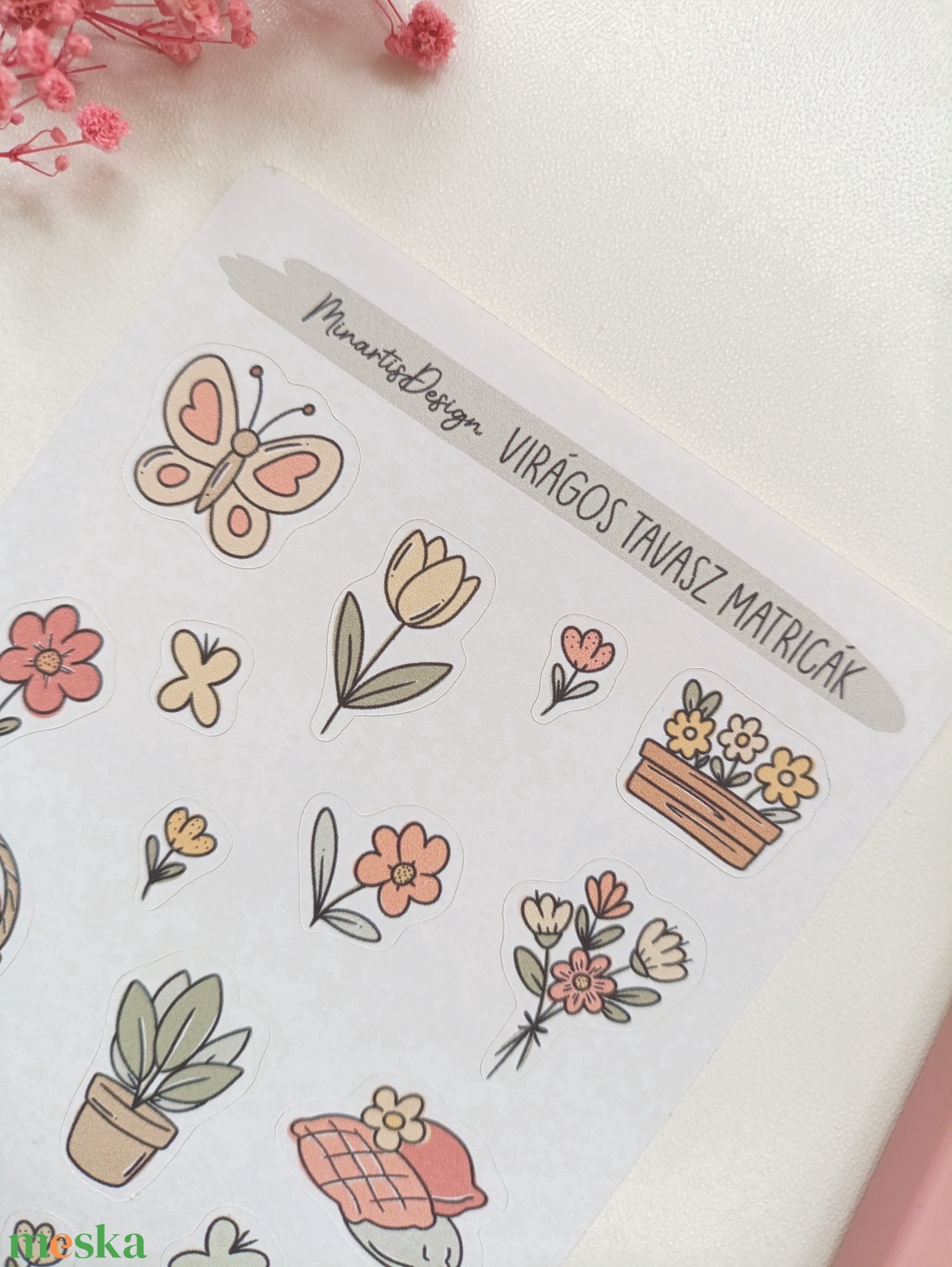 Matricaív - tavaszi virágok matrica - otthon & életmód - papír, írószer - matrica, matrica csomag - Meska.hu