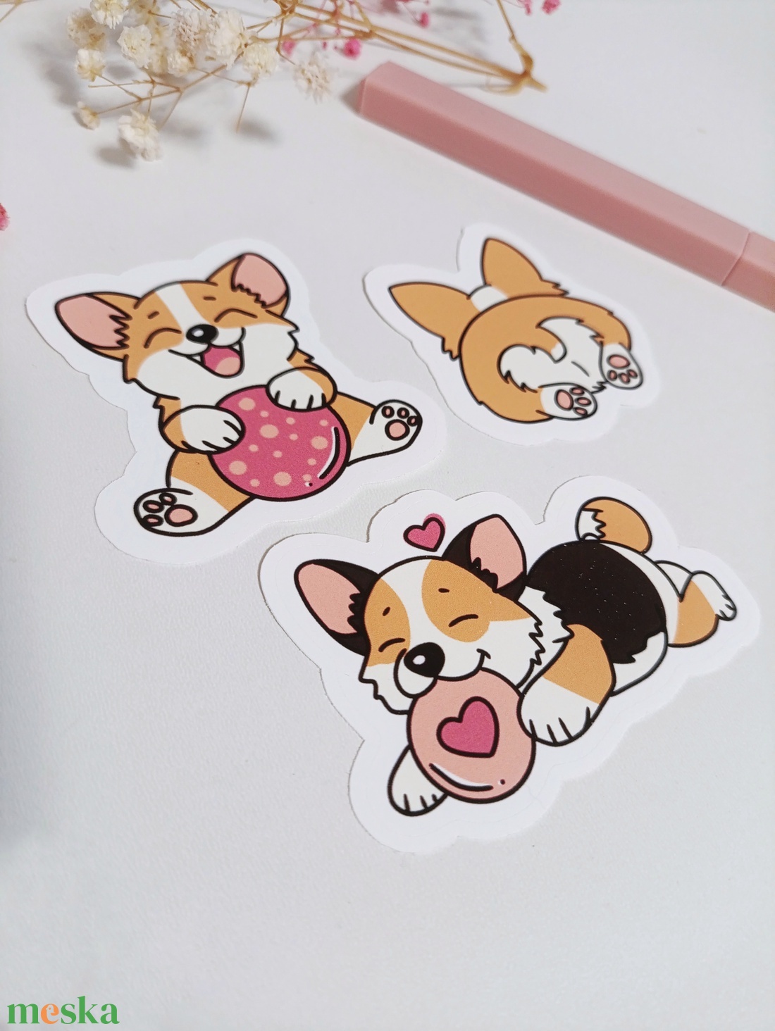 Corgi kutyus matrica  - otthon & életmód - papír, írószer - matrica, matrica csomag - Meska.hu