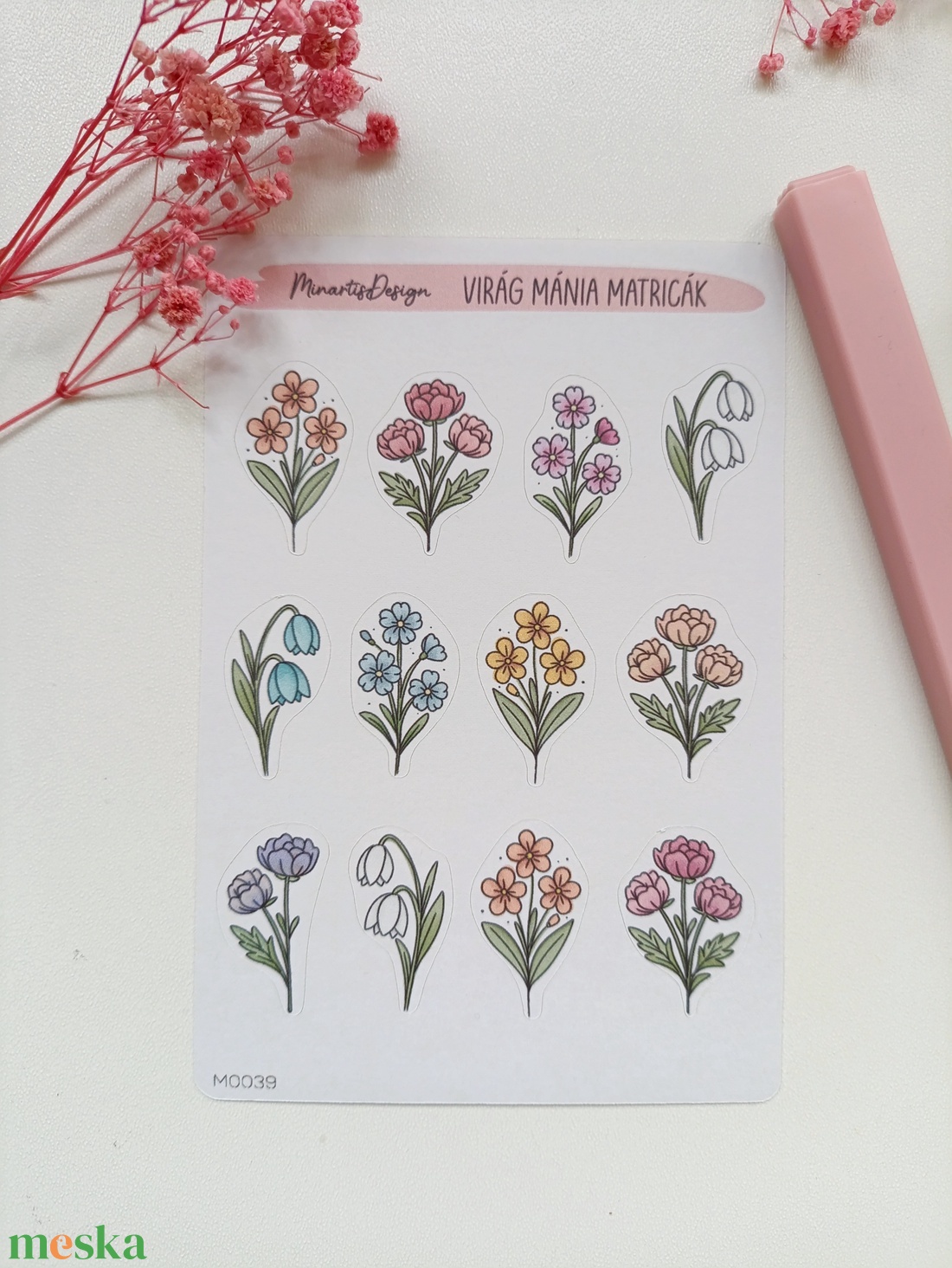 Matricaív - tavaszi virágok matrica - otthon & életmód - papír, írószer - matrica, matrica csomag - Meska.hu