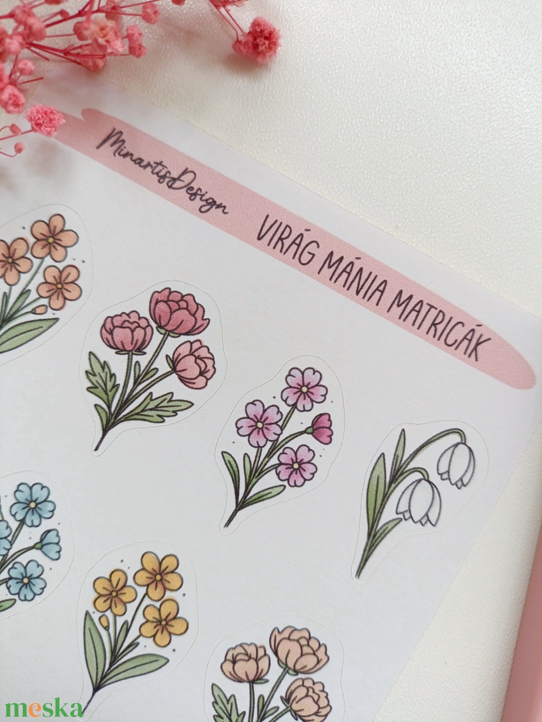 Matricaív - tavaszi virágok matrica - otthon & életmód - papír, írószer - matrica, matrica csomag - Meska.hu