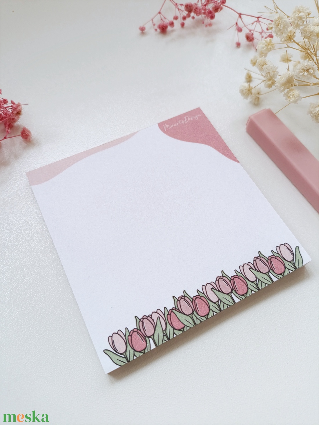 Tavaszi tulipános jegyzettömb - 9x9 cm - otthon & életmód - papír, írószer - jegyzetfüzet & napló - Meska.hu