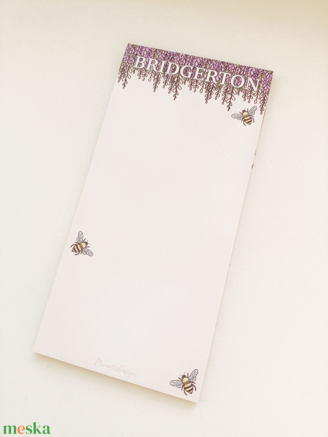 Bridgerton virágos méhecskés jegyzettömb - otthon & életmód - papír, írószer - jegyzetfüzet & napló - Meska.hu