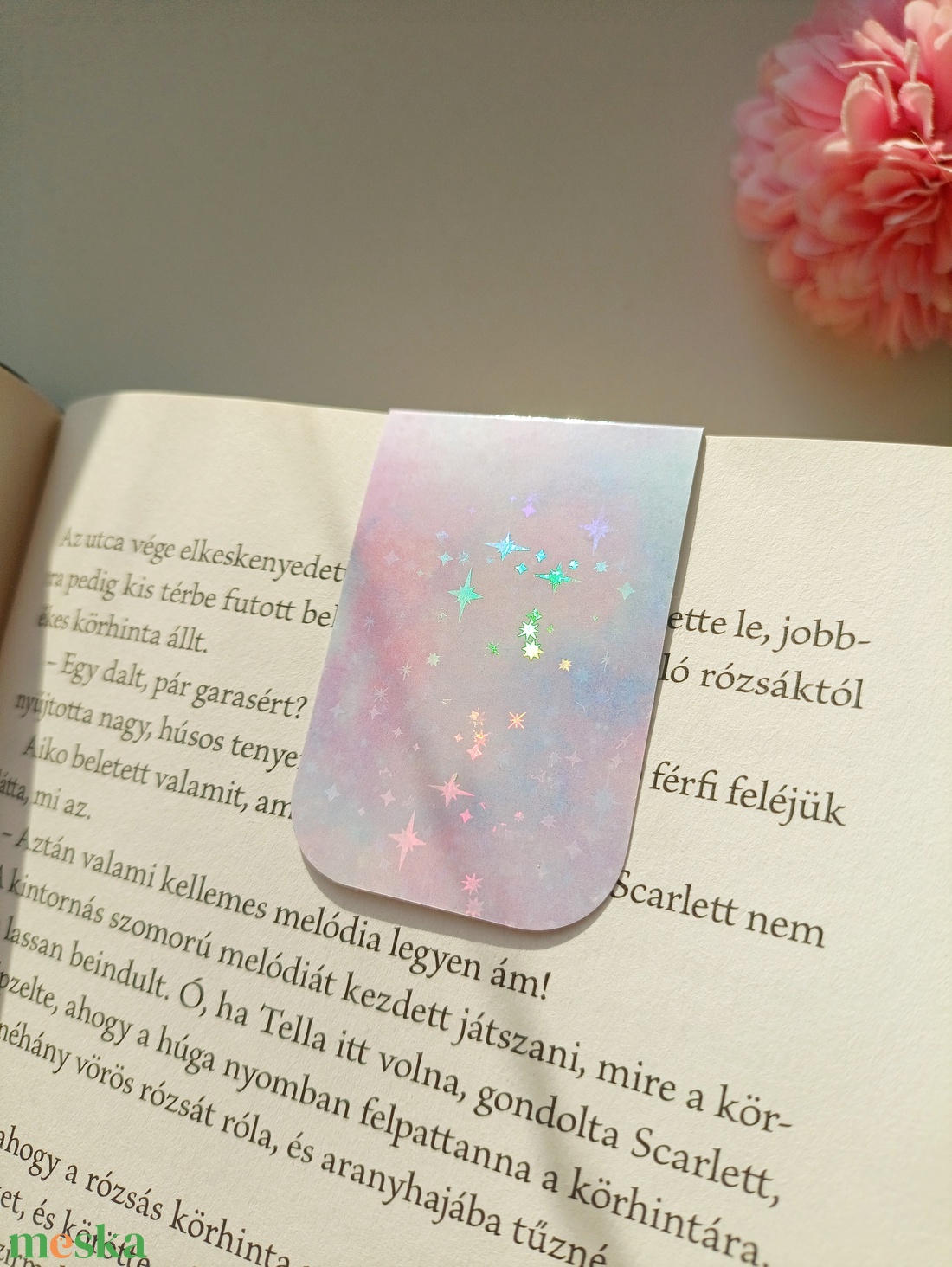 mágneses könyvjelző - rózsaszín csillogós galaxis - könyv & zene - könyvjelző - Meska.hu