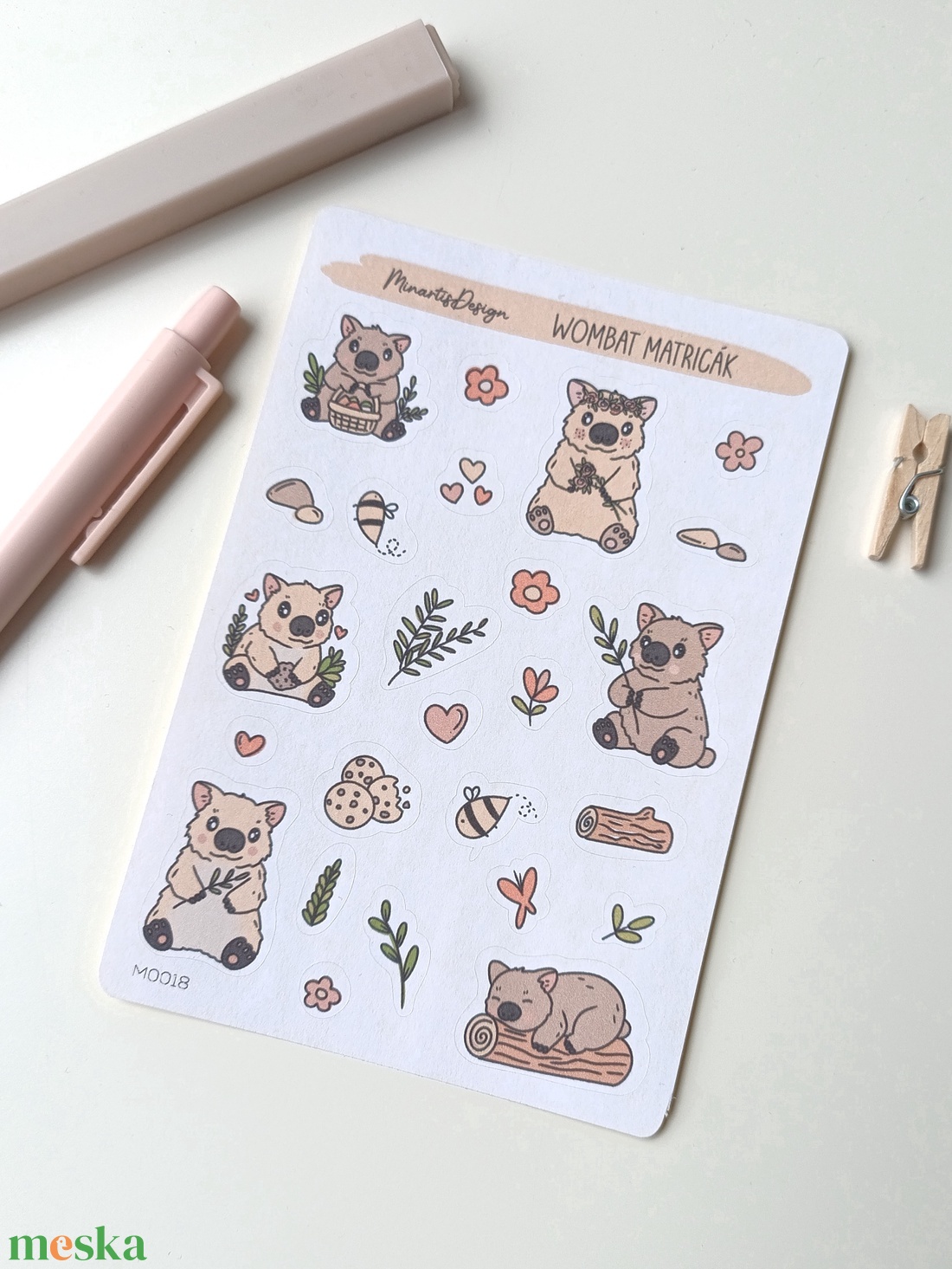 Matricaív - wombat - otthon & életmód - papír, írószer - matrica, matrica csomag - Meska.hu