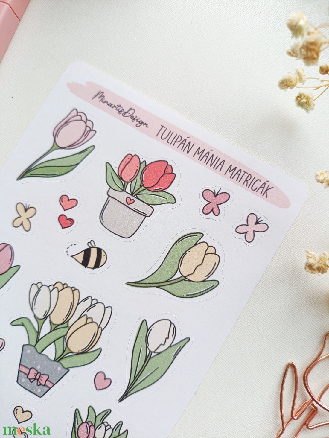 Matricaív - tavaszi tulipán matricák - otthon & életmód - papír, írószer - matrica, matrica csomag - Meska.hu