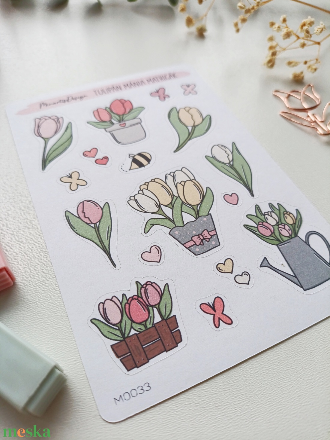 Matricaív - tavaszi tulipán matricák - otthon & életmód - papír, írószer - matrica, matrica csomag - Meska.hu