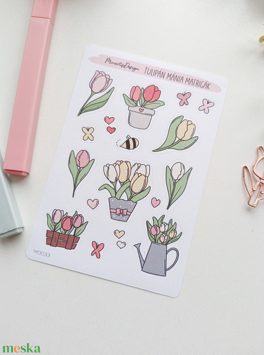 Matricaív - tavaszi tulipán matricák - otthon & életmód - papír, írószer - matrica, matrica csomag - Meska.hu