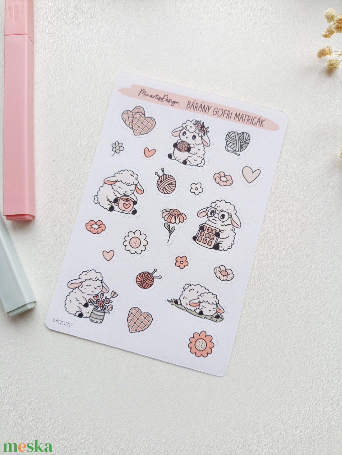 Matricaív - gofris bárány matricák - otthon & életmód - papír, írószer - matrica, matrica csomag - Meska.hu