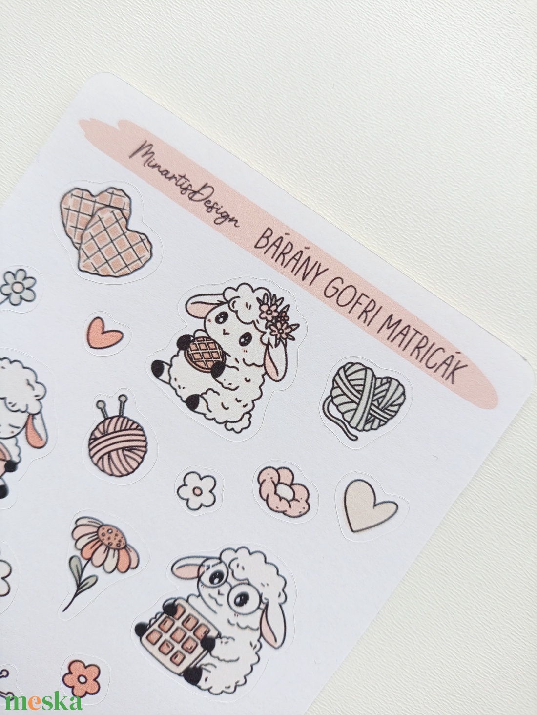 Matricaív - gofris bárány matricák - otthon & életmód - papír, írószer - matrica, matrica csomag - Meska.hu