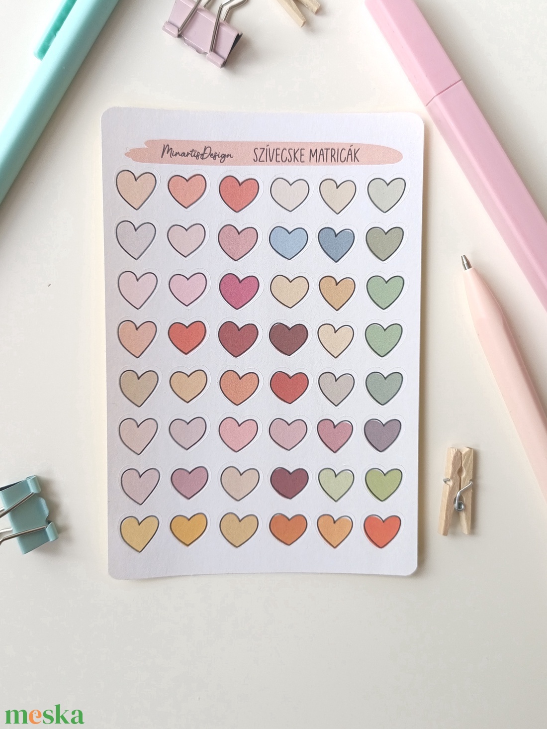 Matricaív -  szivecskék - otthon & életmód - papír, írószer - matrica, matrica csomag - Meska.hu