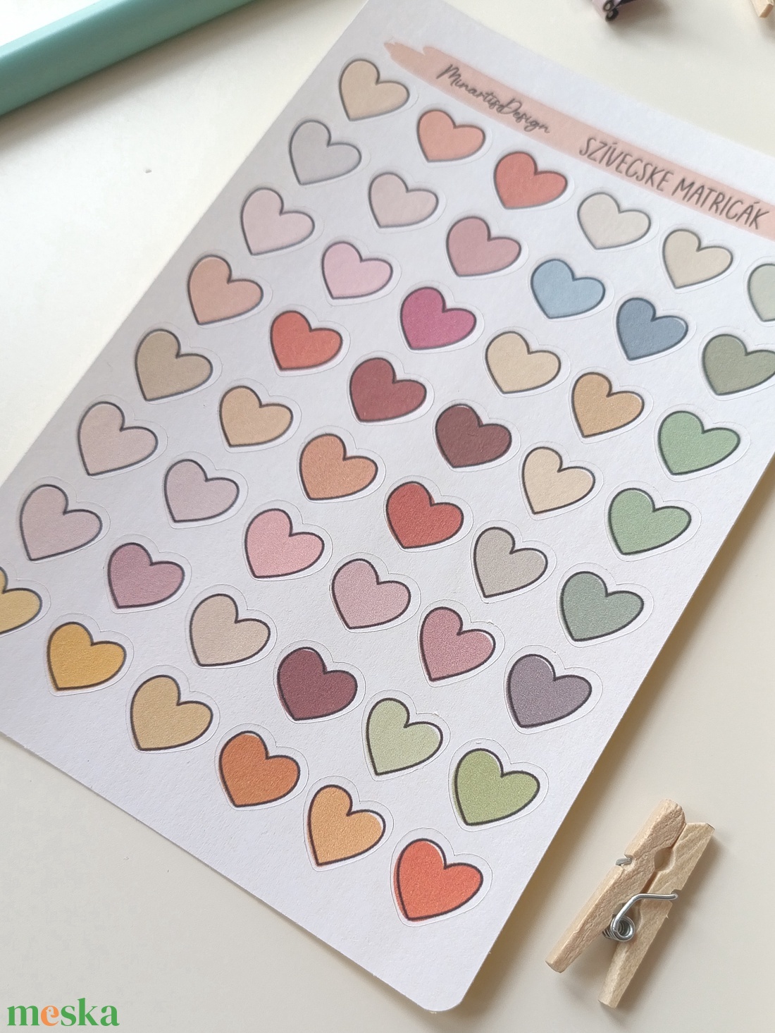 Matricaív -  szivecskék - otthon & életmód - papír, írószer - matrica, matrica csomag - Meska.hu