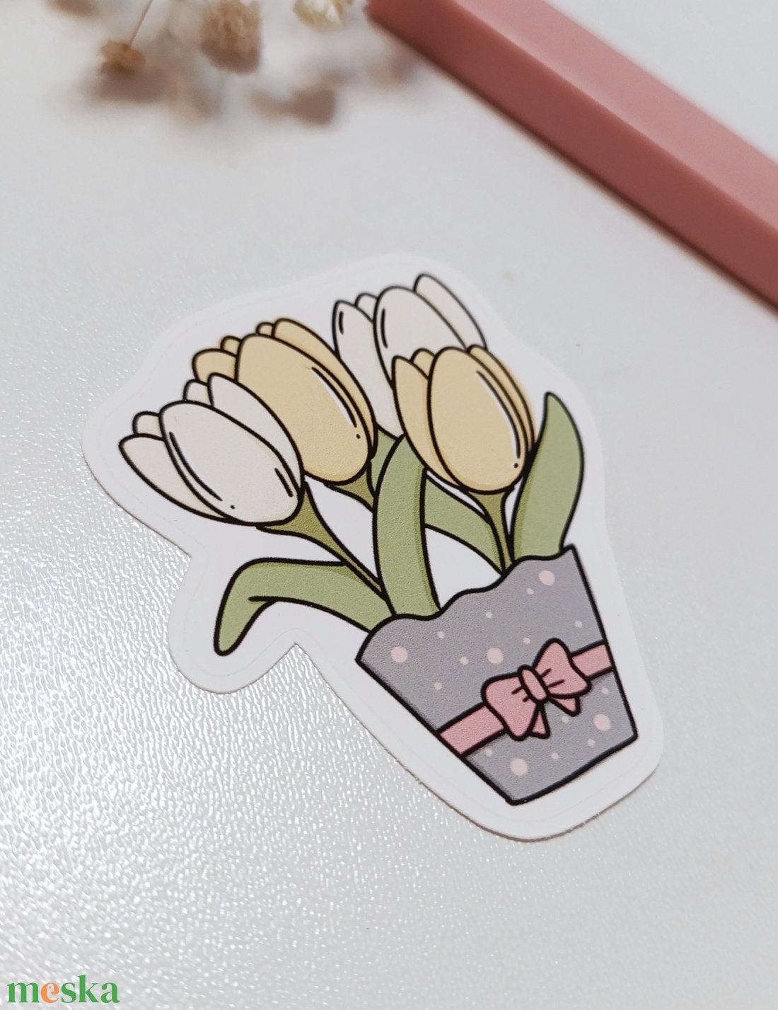 Tavaszi tulipán vinyl matrica  - otthon & életmód - papír, írószer - matrica, matrica csomag - Meska.hu