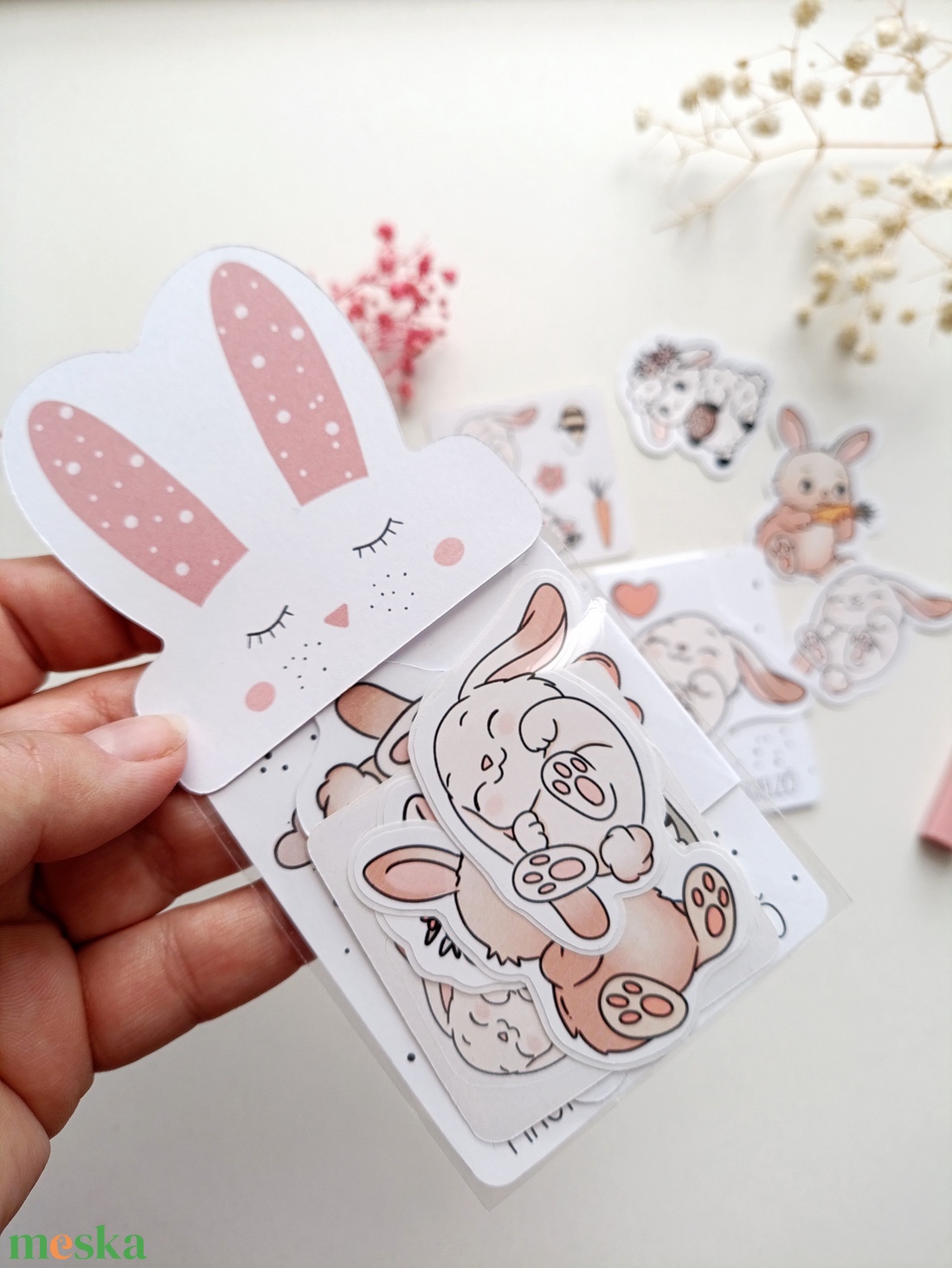 Húsvéti nyuszis ajándék könyvjelző és matrica csomag - könyv & zene - könyvjelző - Meska.hu