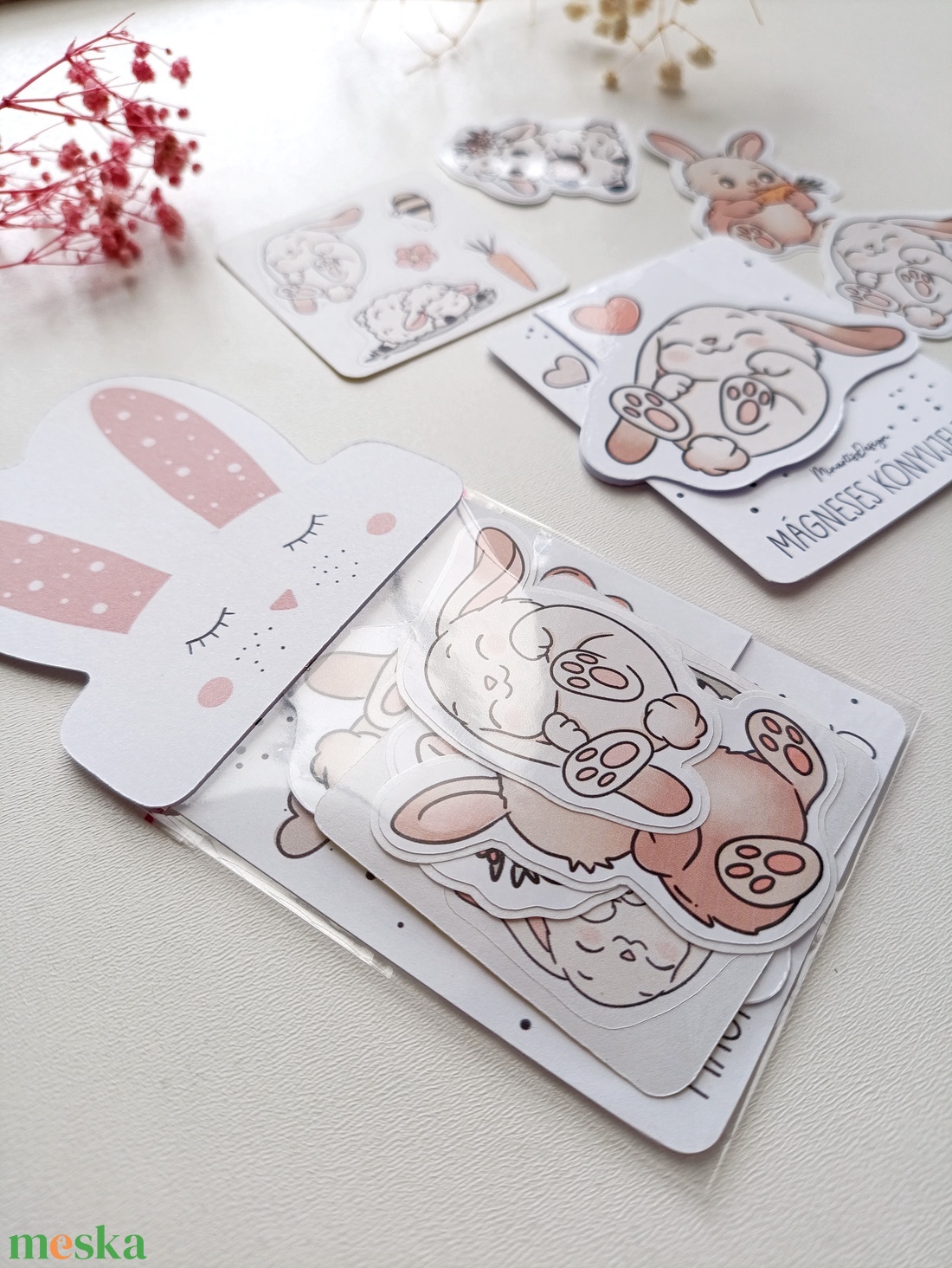 Húsvéti nyuszis ajándék könyvjelző és matrica csomag - könyv & zene - könyvjelző - Meska.hu