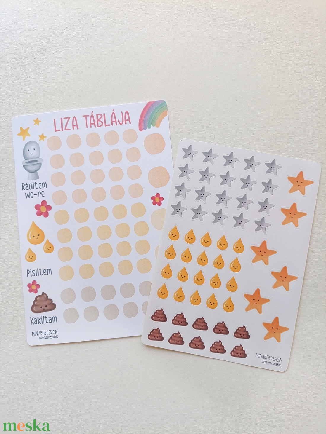 Szobatisztaságot segítő matricás lap - otthon & életmód - papír, írószer - matrica, matrica csomag - Meska.hu