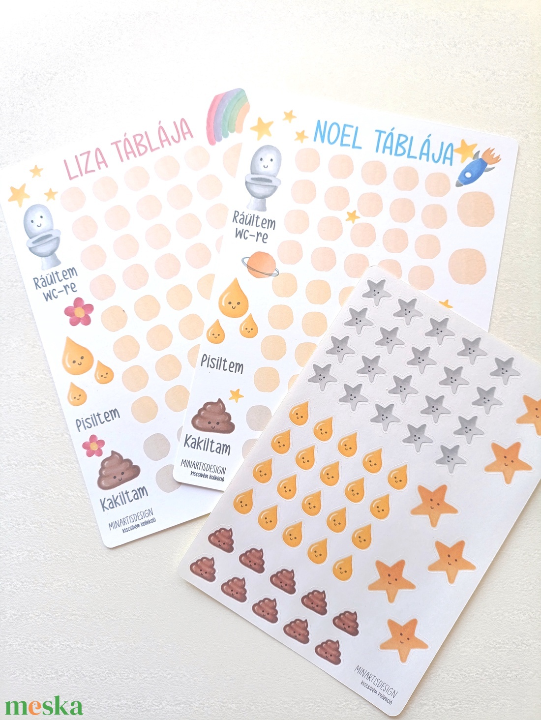 Szobatisztaságot segítő matricás lap - otthon & életmód - papír, írószer - matrica, matrica csomag - Meska.hu